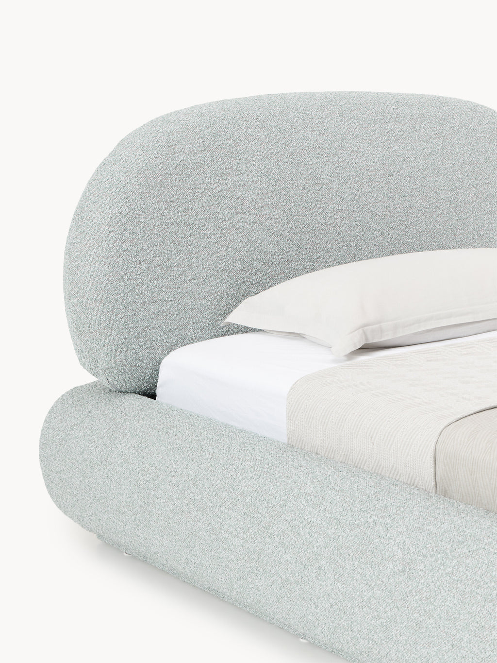 Bouclé-Polster-Einzelbett Alba