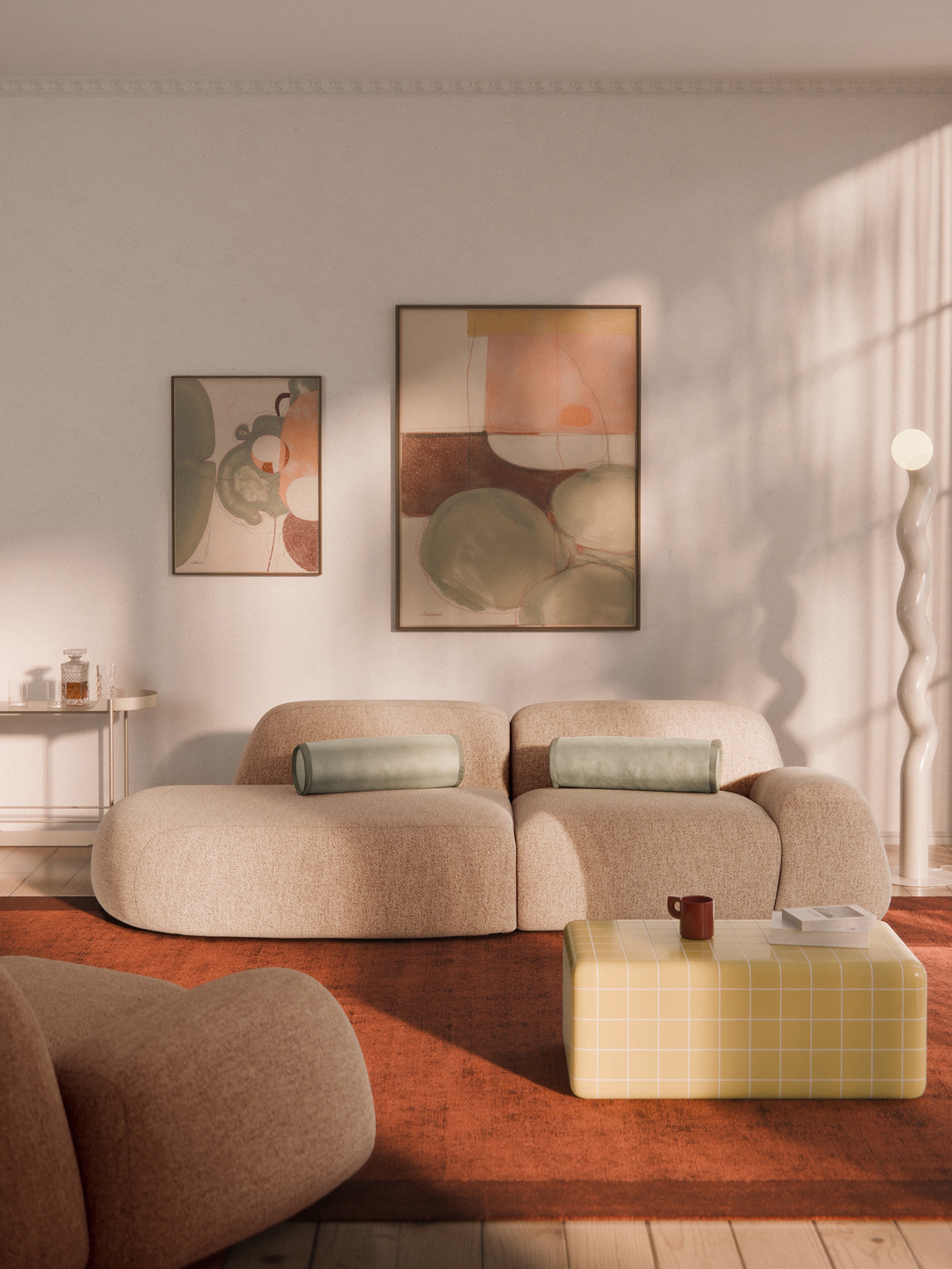 Modulare Bouclé-Chaise Wolke (3-Sitzer)