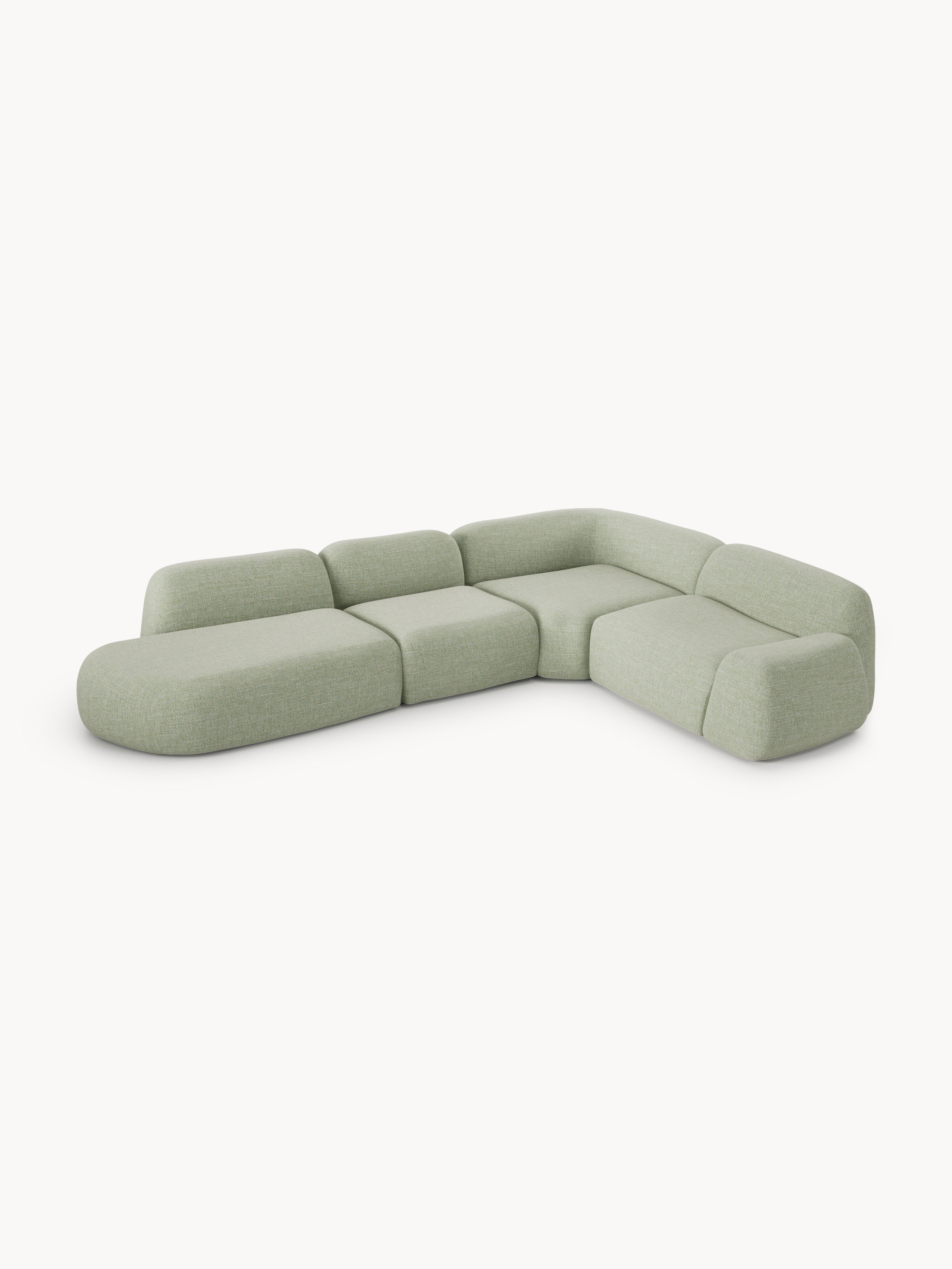 Modulares Bouclé-XL-Ecksofa Wolke mit Chaiselongue