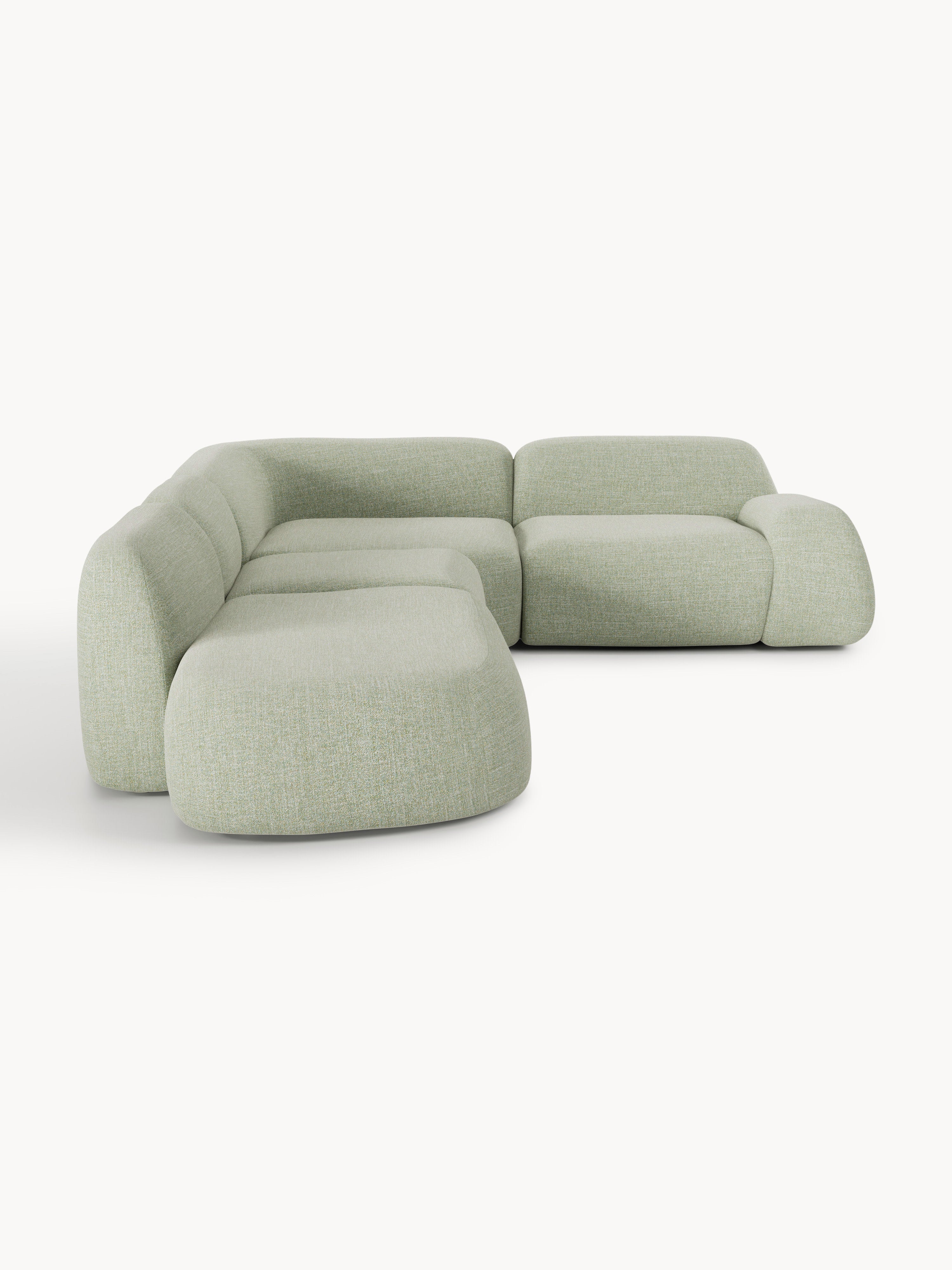 Modulares Bouclé-XL-Ecksofa Wolke mit Chaiselongue