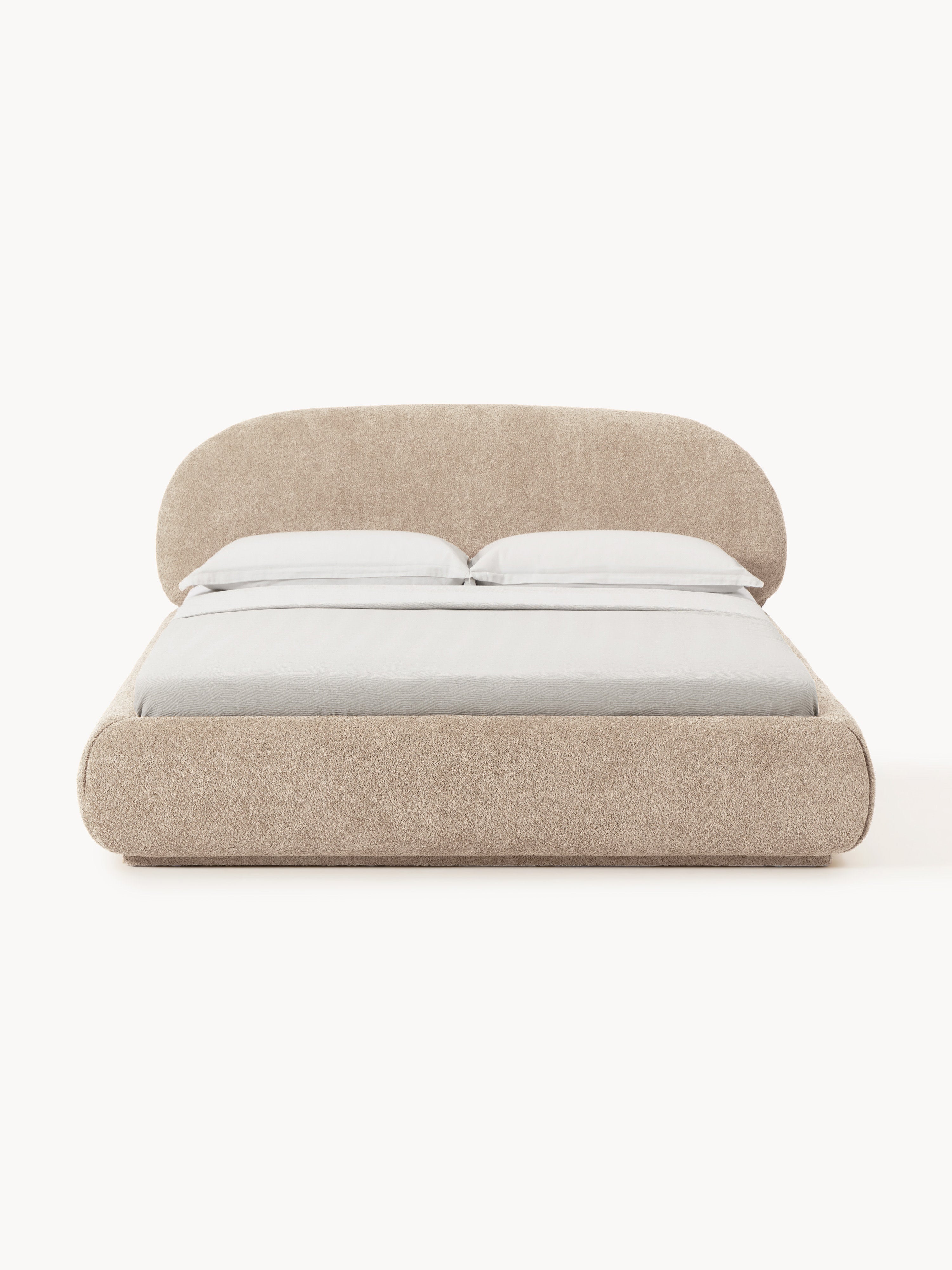 Polsterbett Alba aus Teddy-Bouclé mit Stauraum