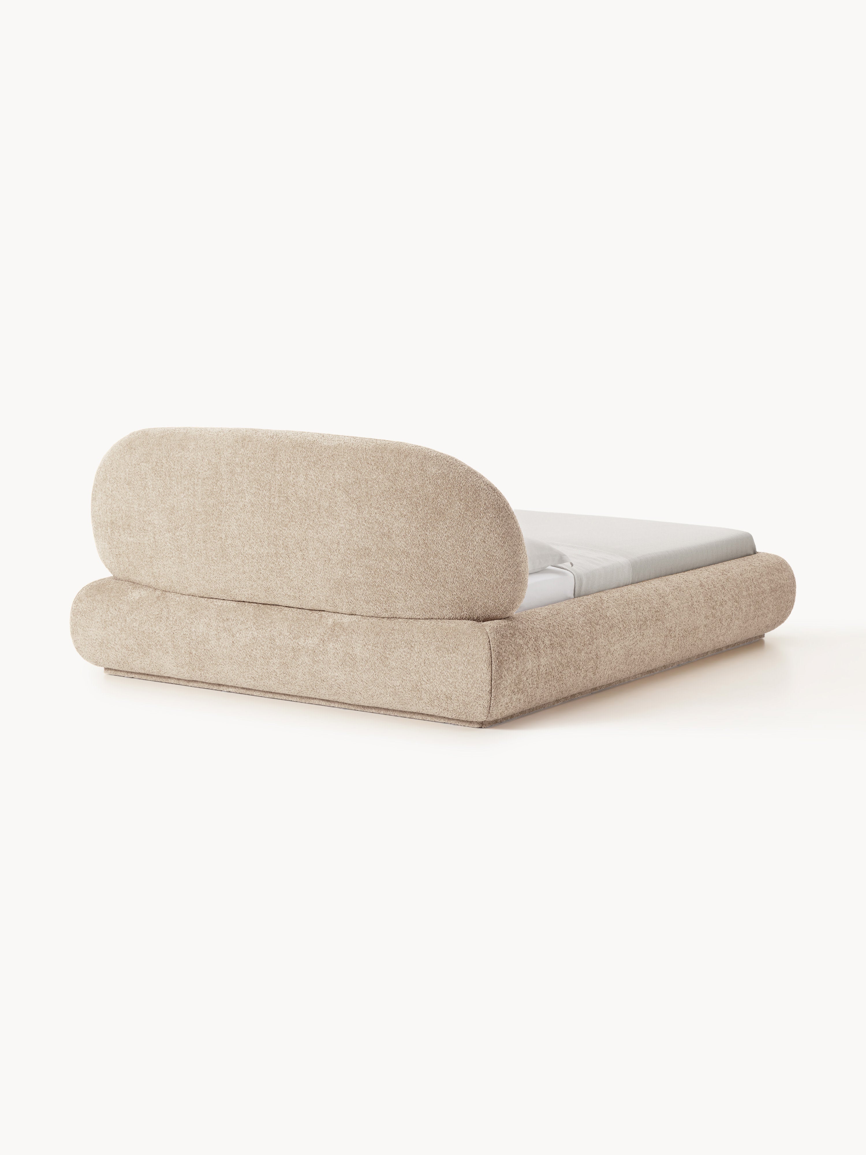Polsterbett Alba aus Teddy-Bouclé mit Stauraum