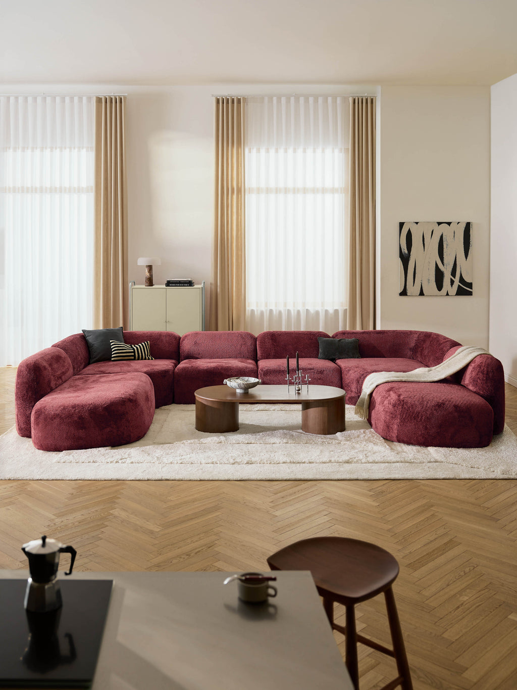 XL Modulares Teddy-Bouclé-Sofa Wolke