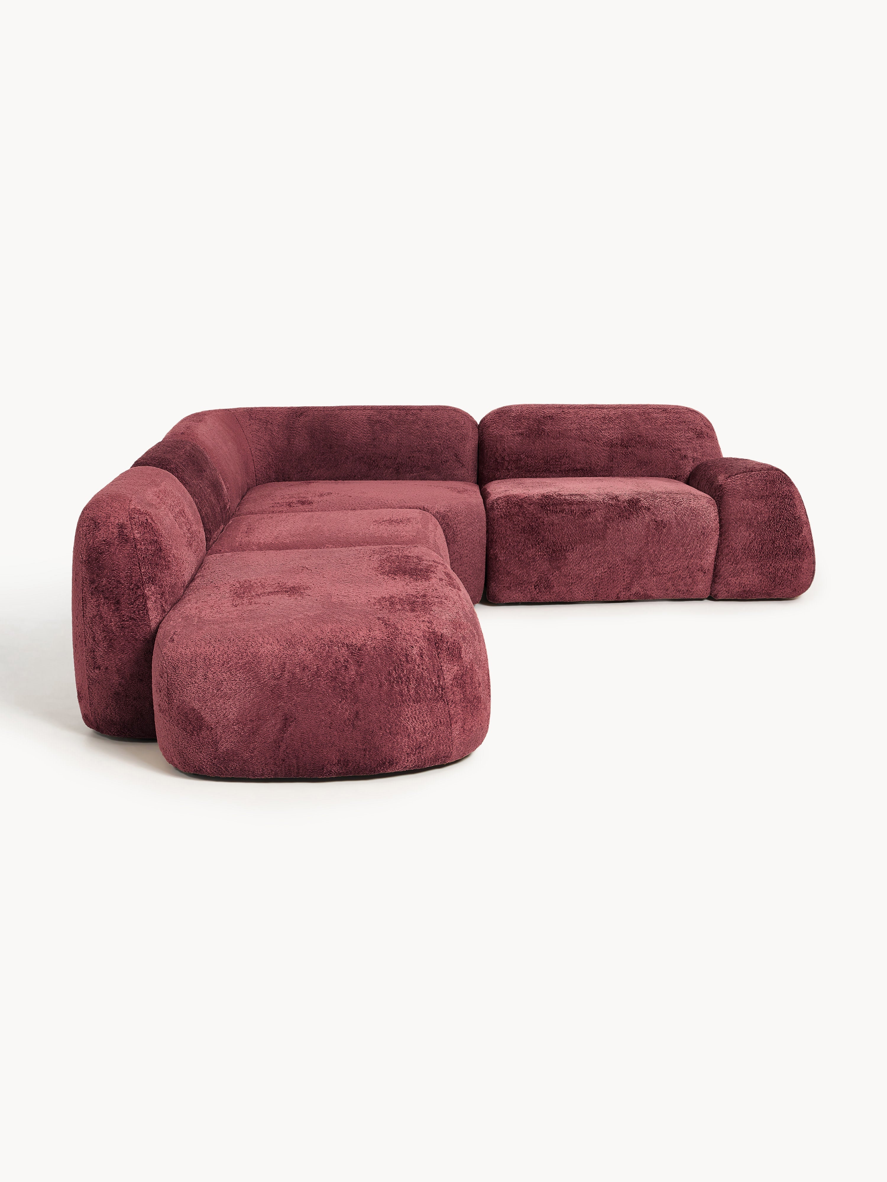 XL Modulares Teddy-Bouclé-Ecksofa Wolke mit Chaiselongue