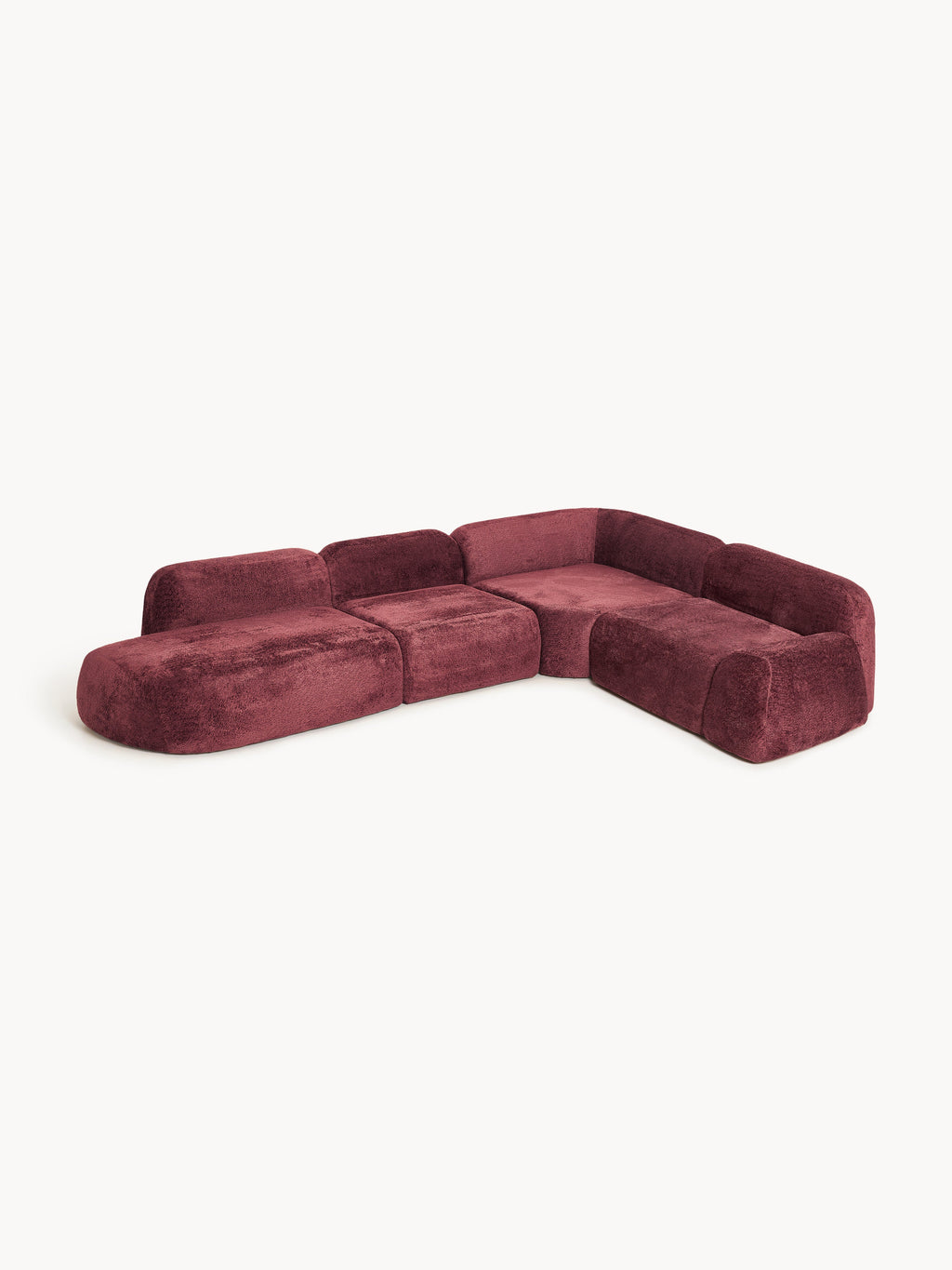 XL Modulares Teddy-Bouclé-Ecksofa Wolke mit Chaiselongue
