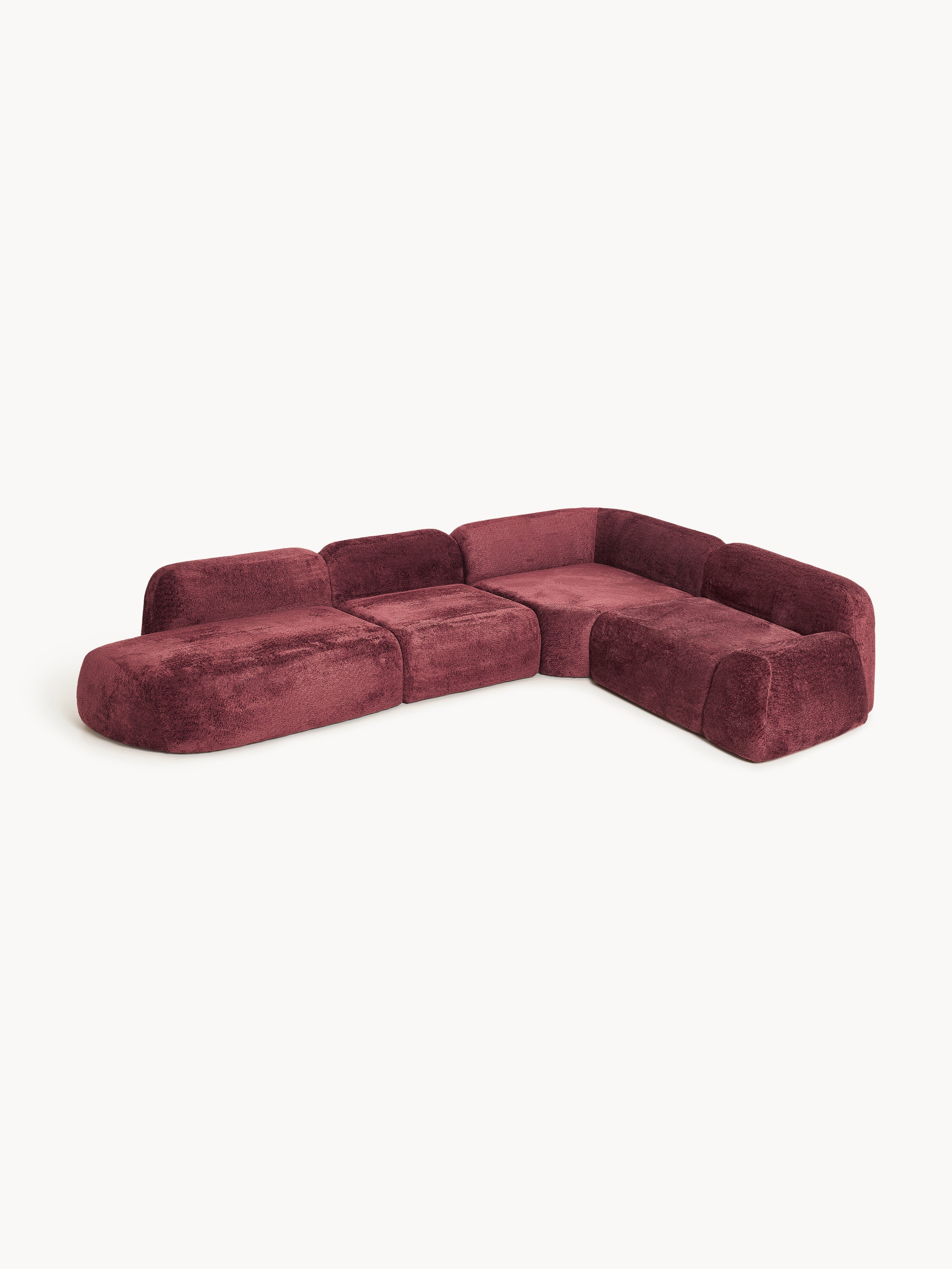 XL Modulares Teddy-Bouclé-Ecksofa Wolke mit Chaiselongue