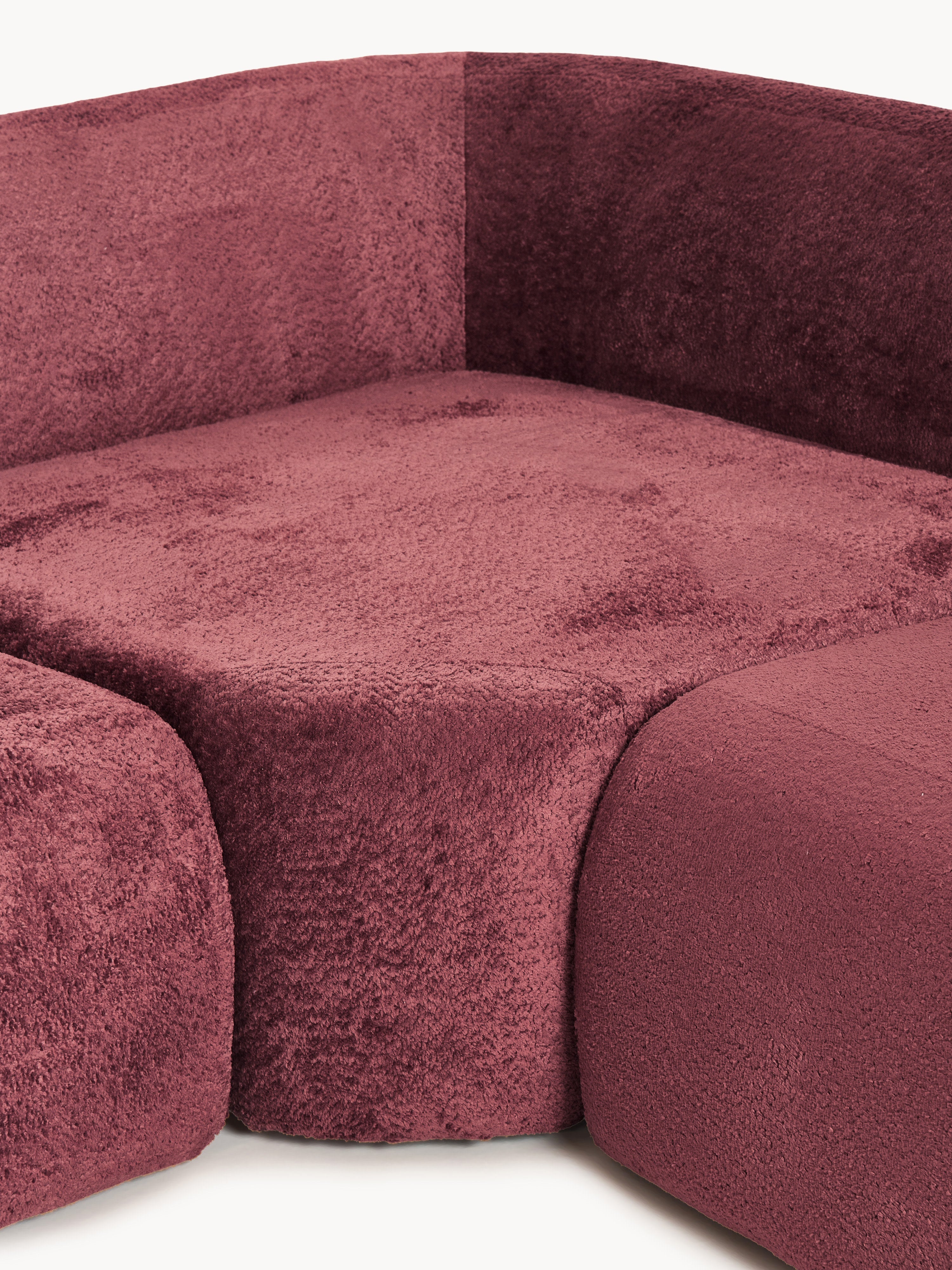 XL Modulares Teddy-Bouclé-Ecksofa Wolke mit Chaiselongue
