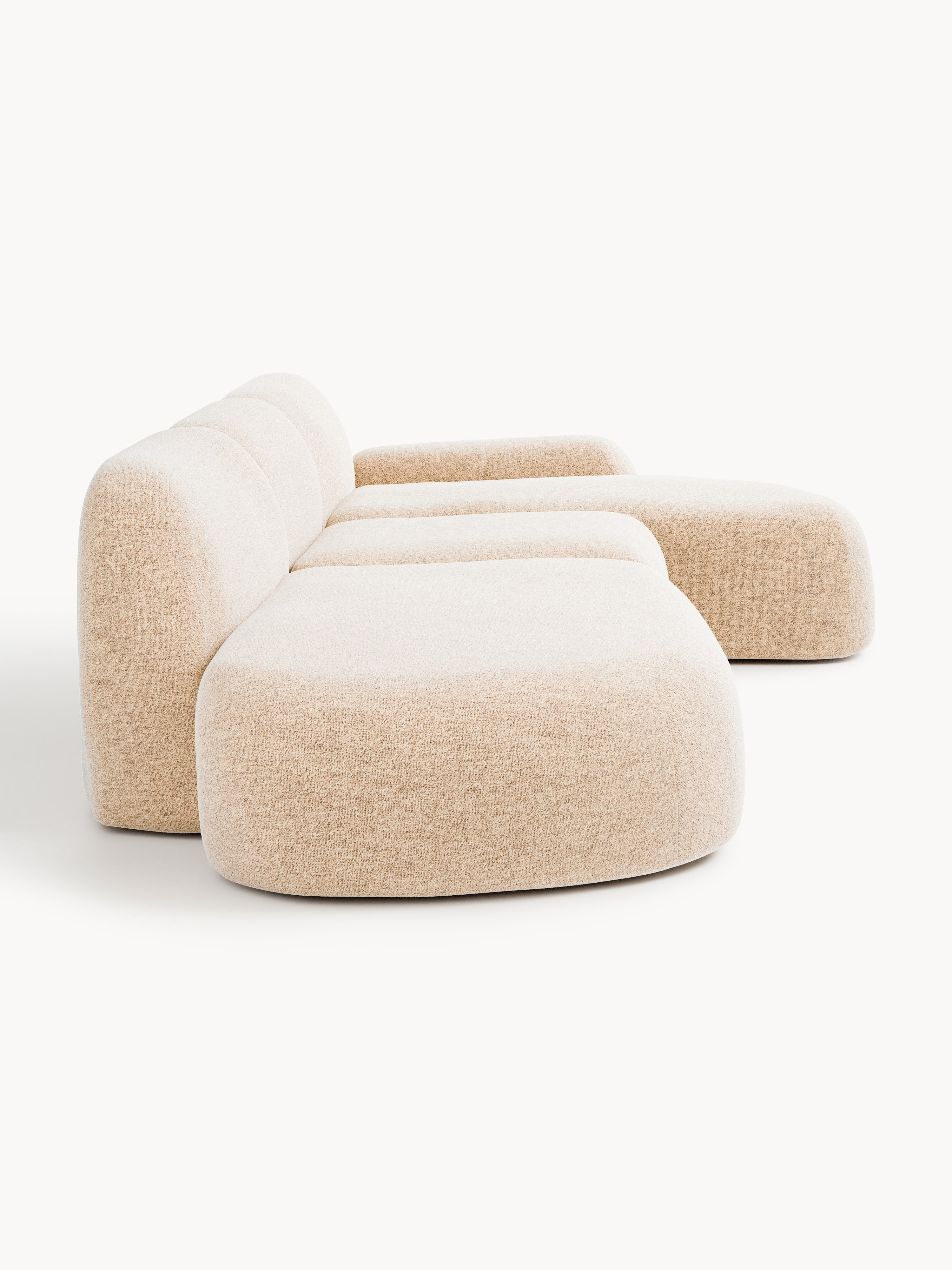 Modulares Bouclé-Ecksofa Wolke (4-Sitzer) mit Chaiselongue