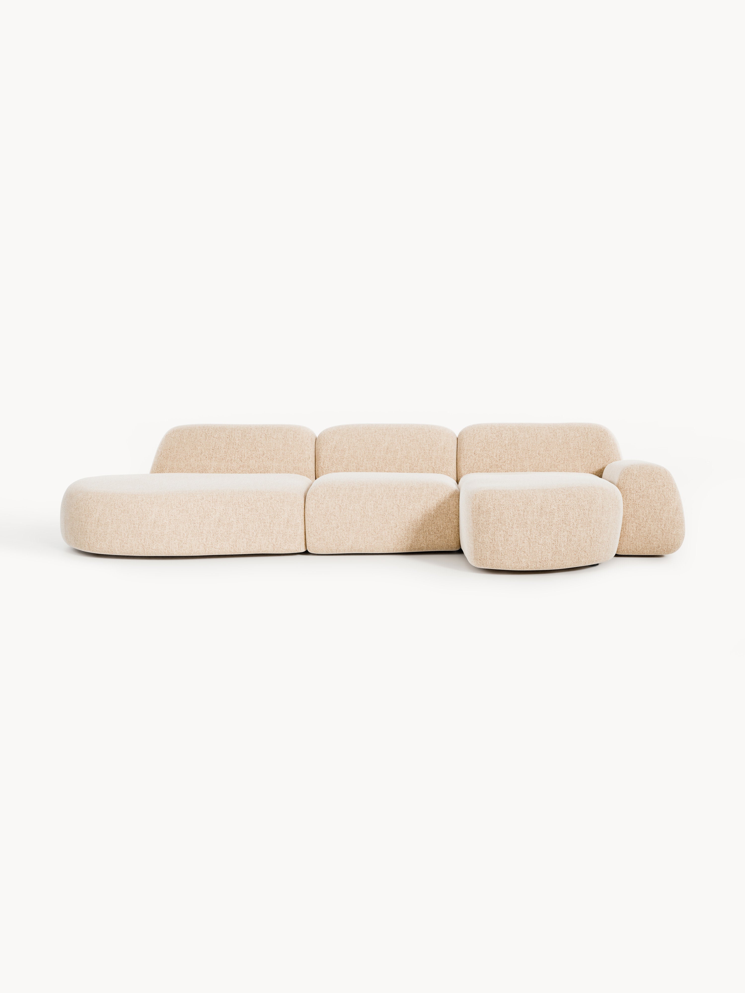 Galeriebild 1 - Modulares Bouclé-Ecksofa Wolke (4-Sitzer) mit Chaiselongue
