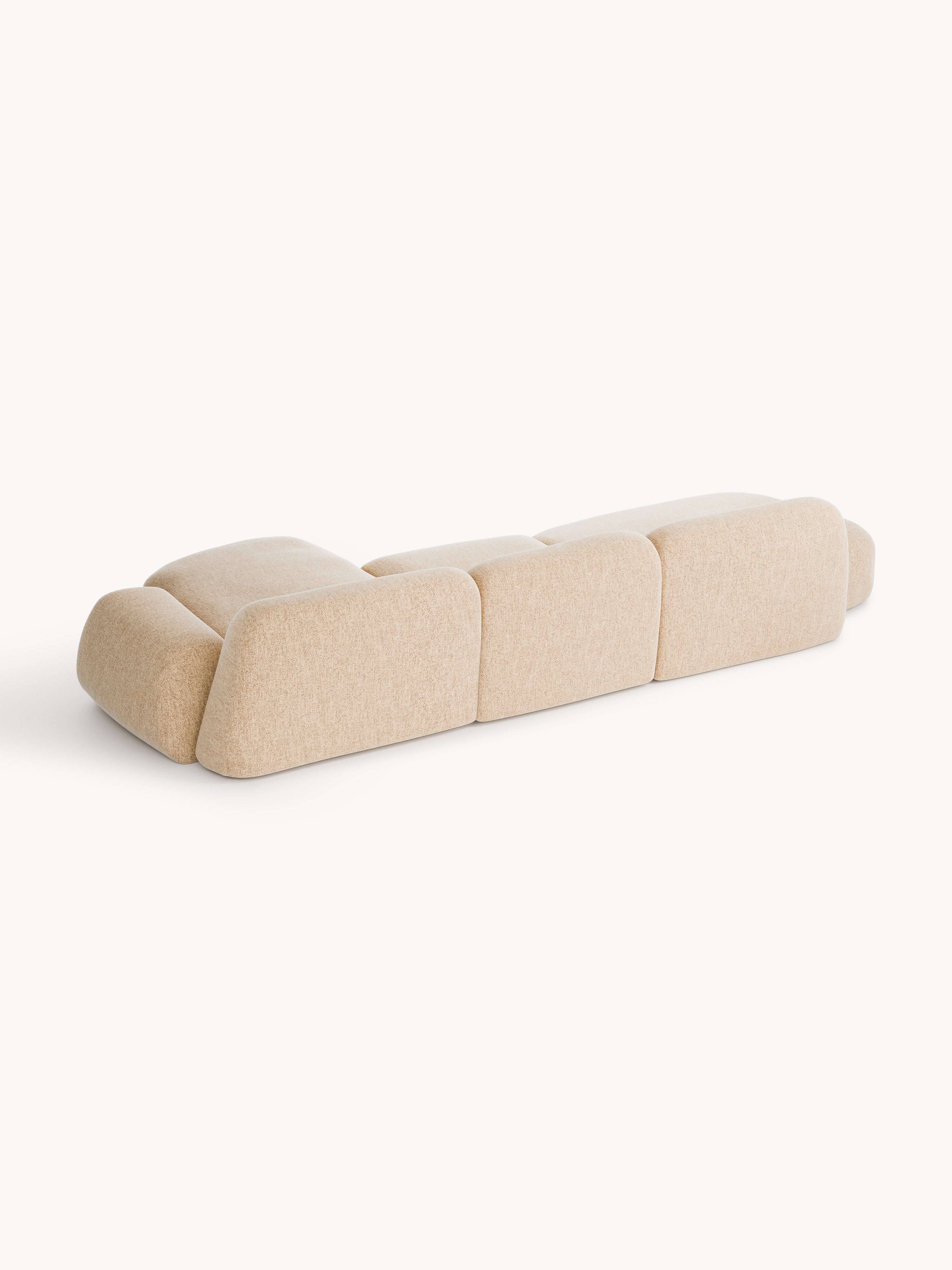 Modulares Bouclé-Ecksofa Wolke (4-Sitzer) mit Chaiselongue