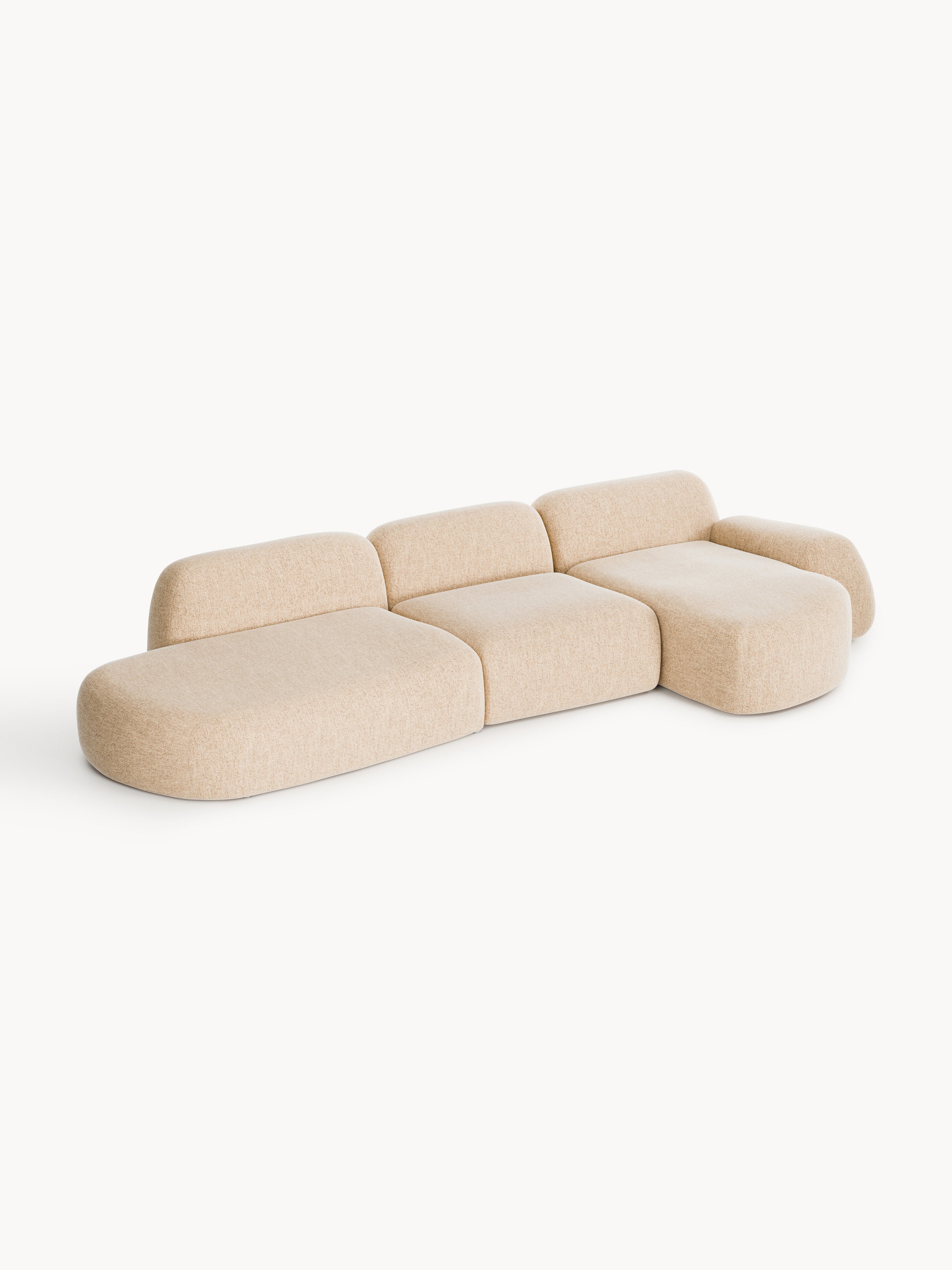 Modulares Bouclé-Ecksofa Wolke (4-Sitzer) mit Chaiselongue