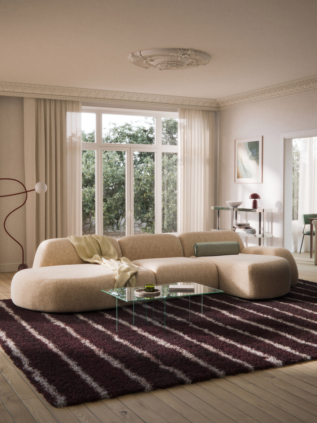 Modulares Bouclé-Ecksofa Wolke (4-Sitzer) mit Chaiselongue