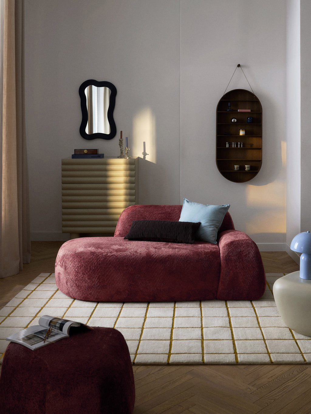 Teddy-Bouclé-Sofa Wolke (2-Sitzer) mit Chaiselongue