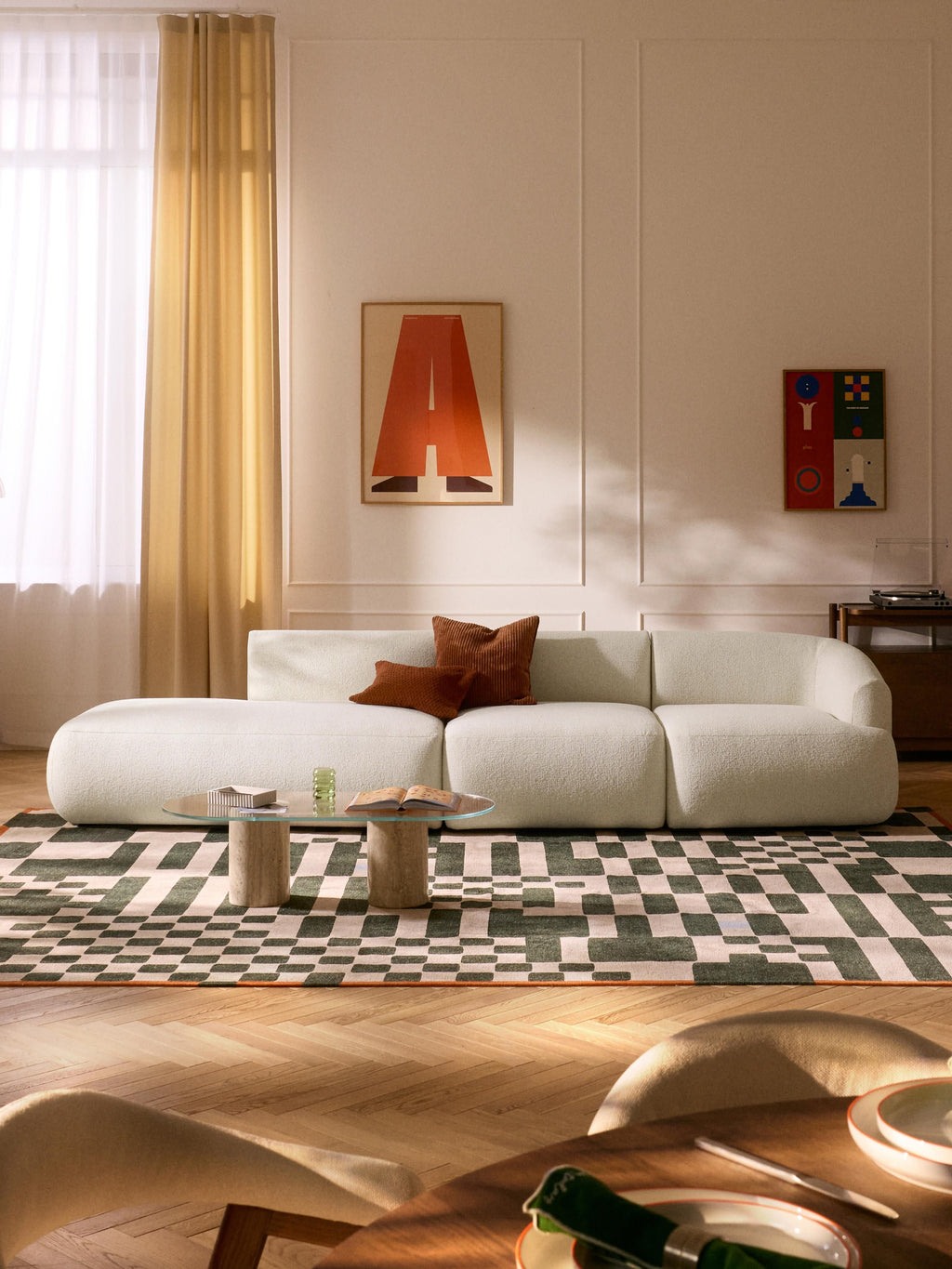 Modulare Bouclé-Chaise Sofia (2-Sitzer)