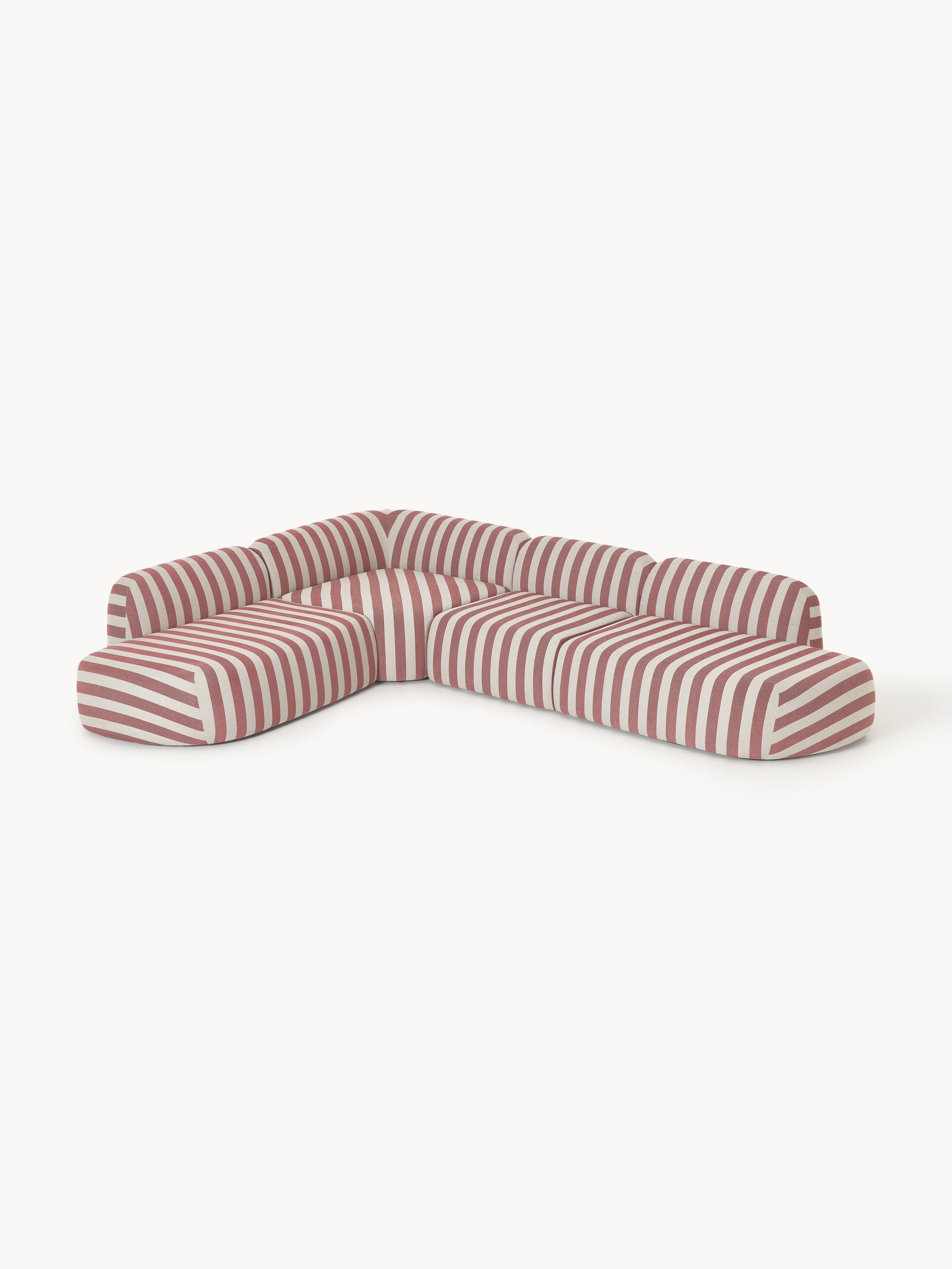 Modulares Gestreiftes XL-Ecksofa Wolke mit Chaiselongue