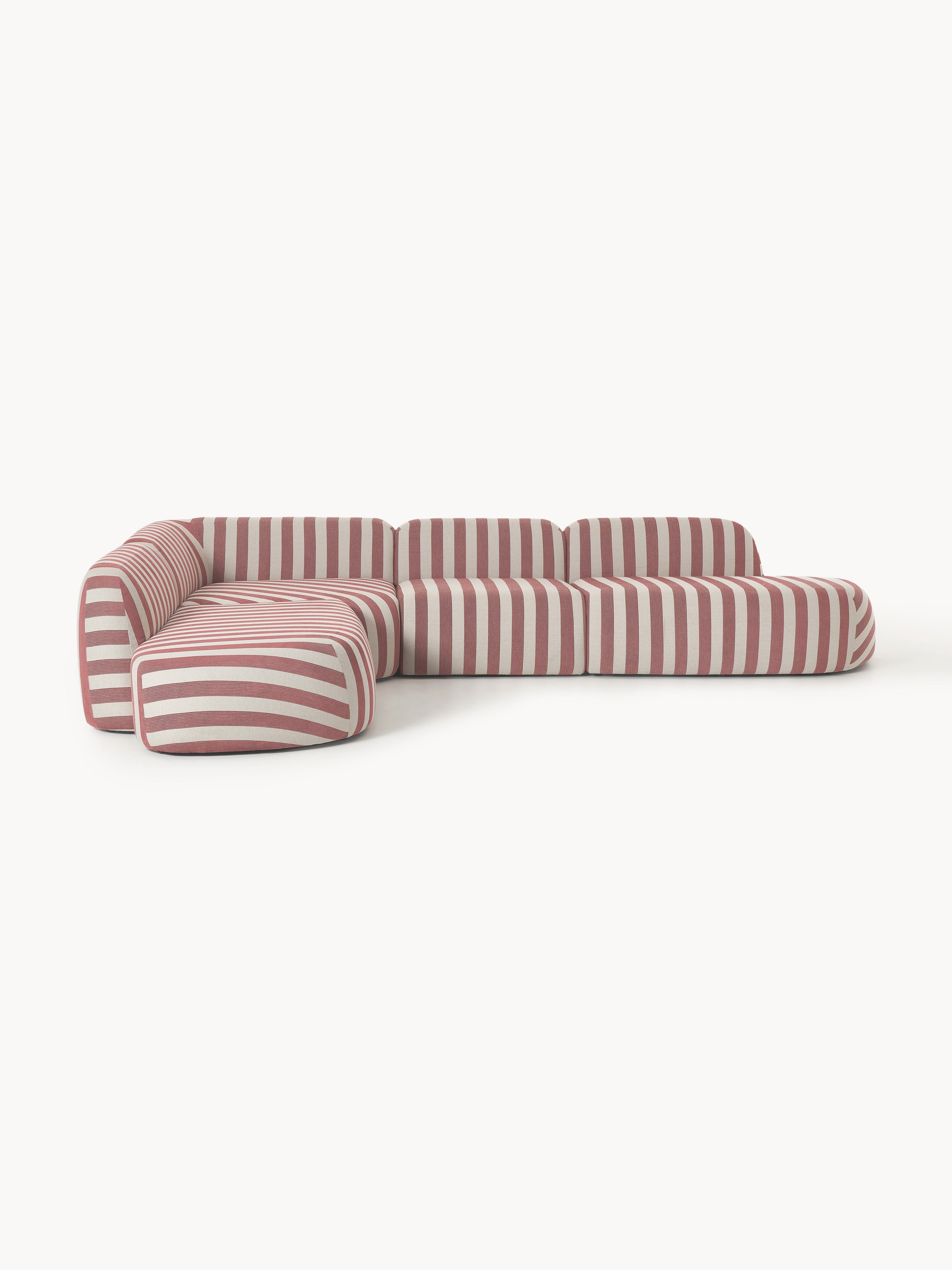 Galeriebild 1 - Modulares Gestreiftes XL-Ecksofa Wolke mit Chaiselongue