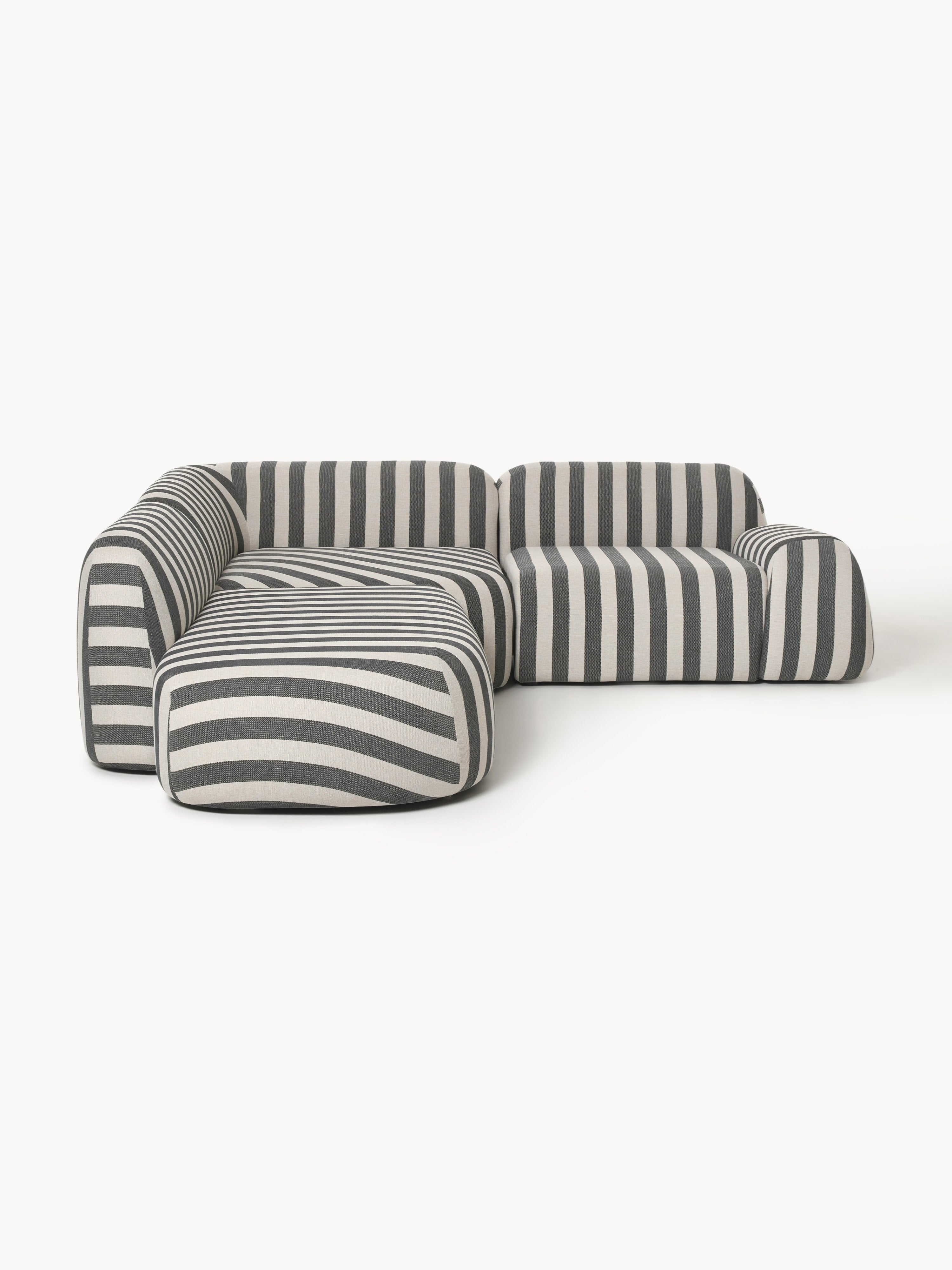 Modulares Gestreiftes Ecksofa Wolke (4-Sitzer) mit Chaiselongue