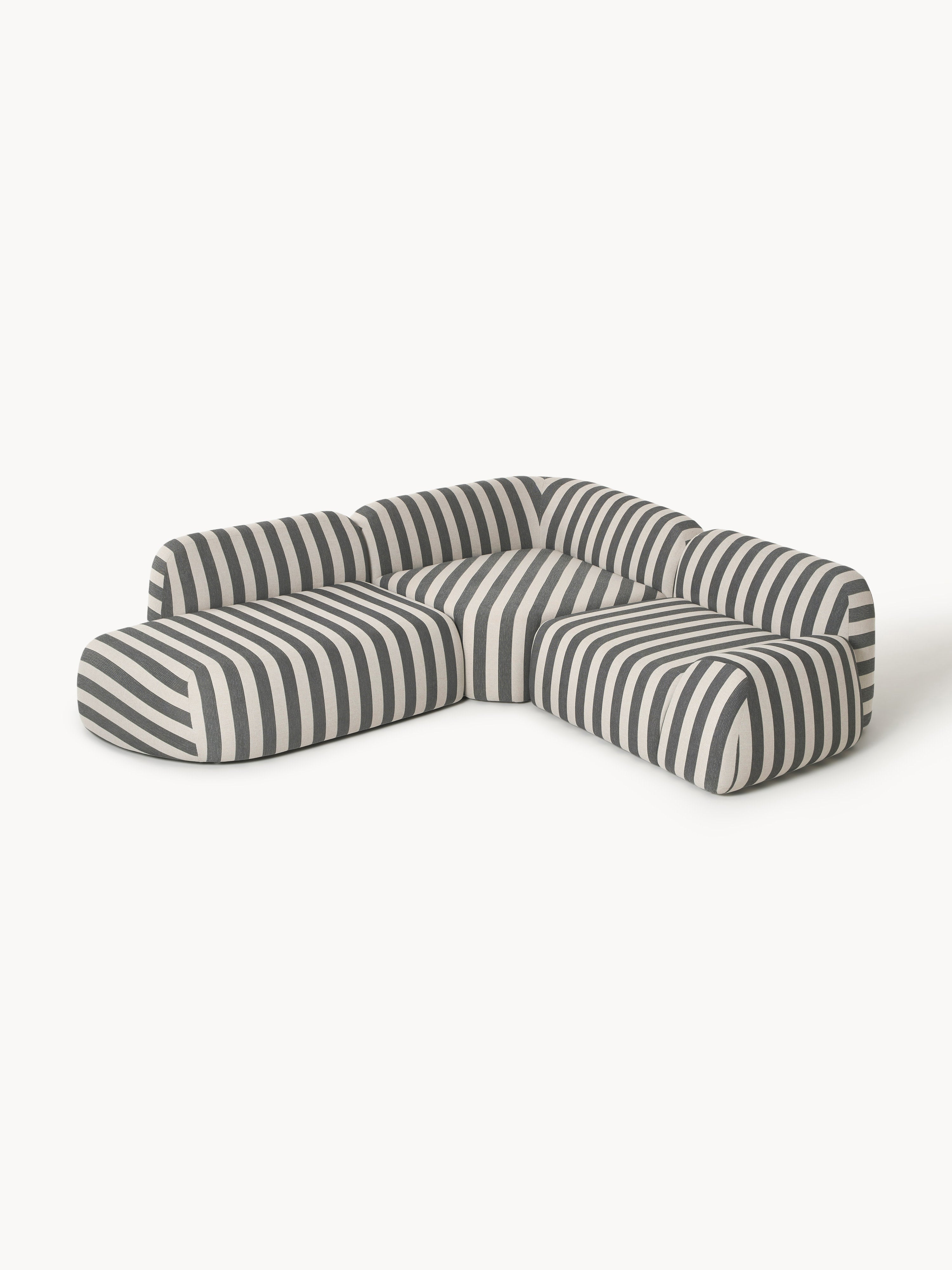 Modulares Gestreiftes Ecksofa Wolke (4-Sitzer) mit Chaiselongue