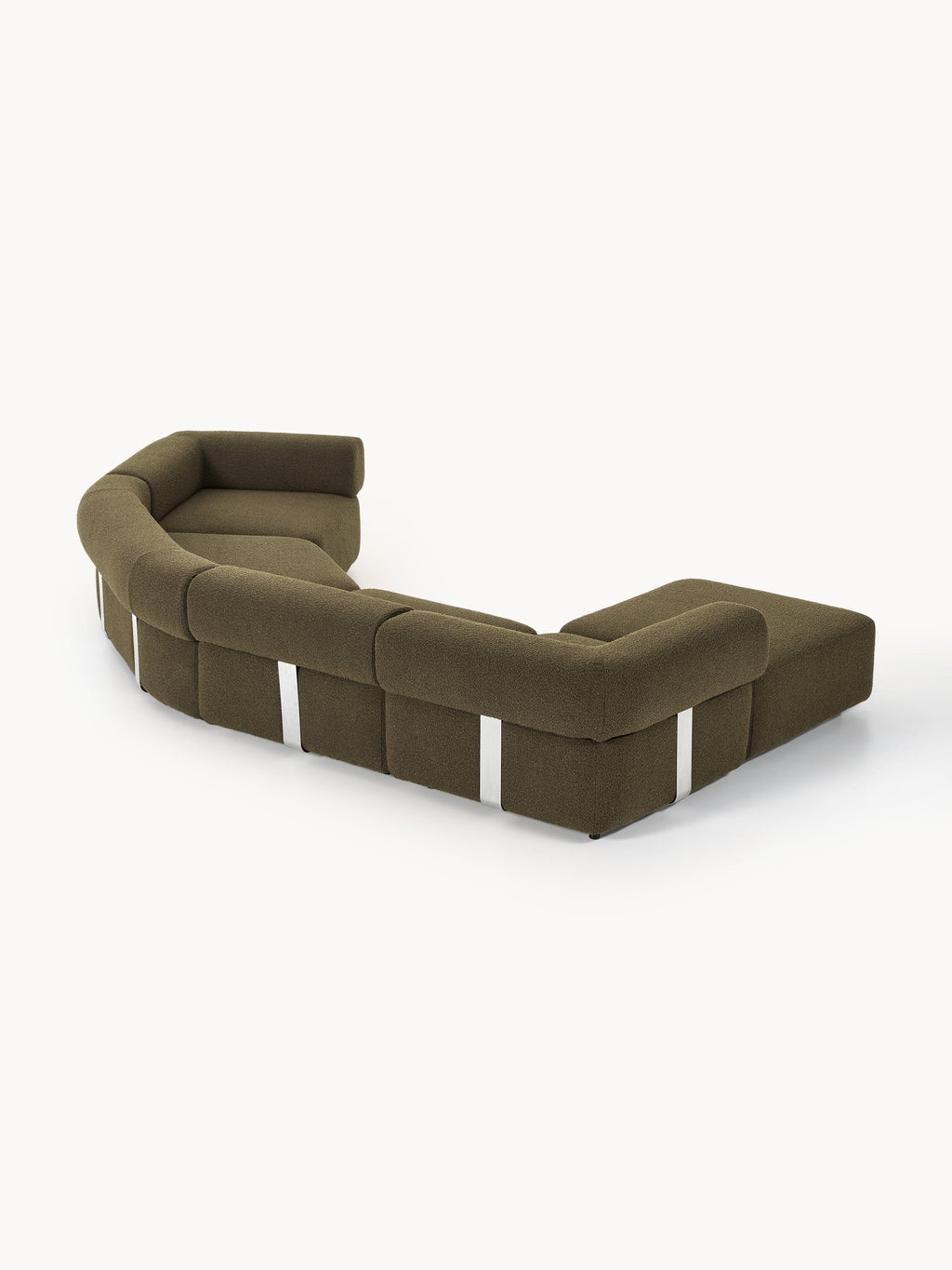 Großes modulares Bouclé-Sofa Anton mit Hocker (links/rechts)
