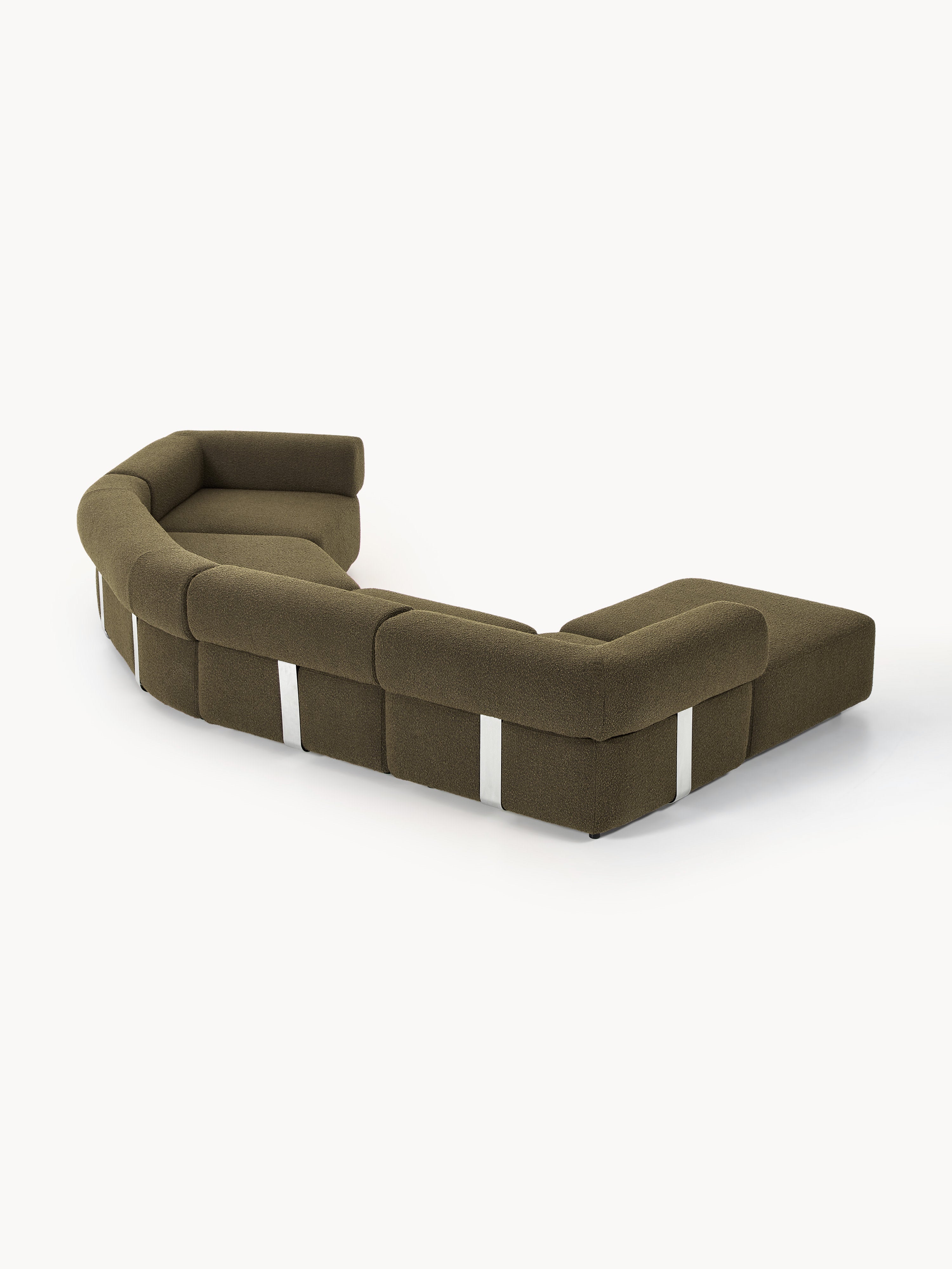 Großes modulares Bouclé-Sofa Anton mit Hocker (links/rechts)