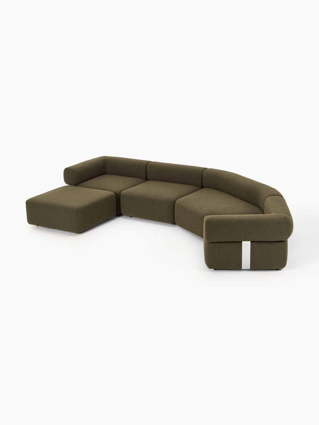 Großes modulares Bouclé-Sofa Anton mit Hocker (links/rechts)