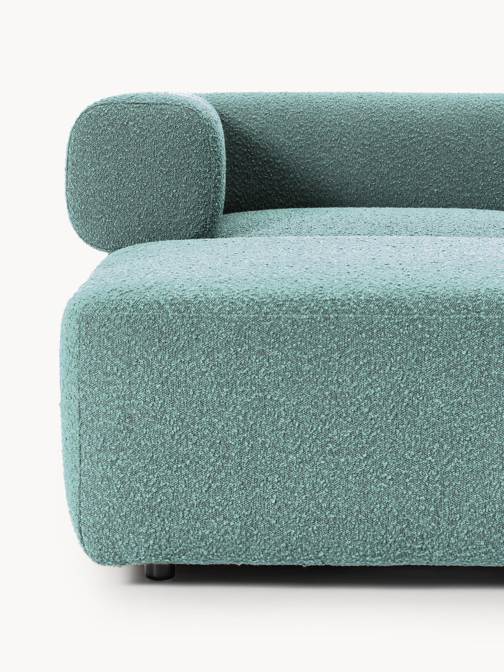 Modulares Bouclé-Sofa Anton (4-Sitzer) mit Hocker (links/rechts)