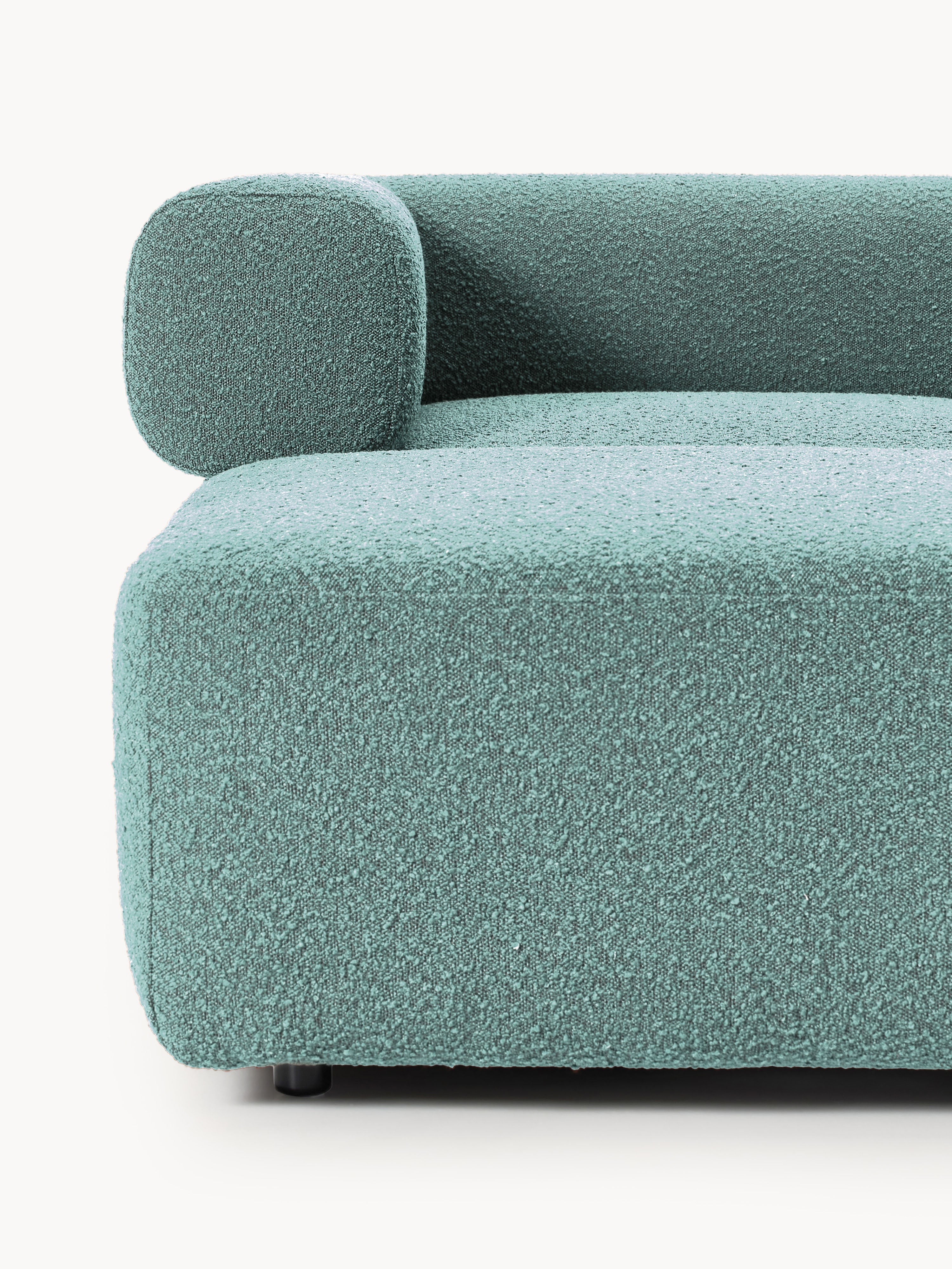 Modulares Bouclé-Sofa Anton (4-Sitzer) mit Hocker (links/rechts)