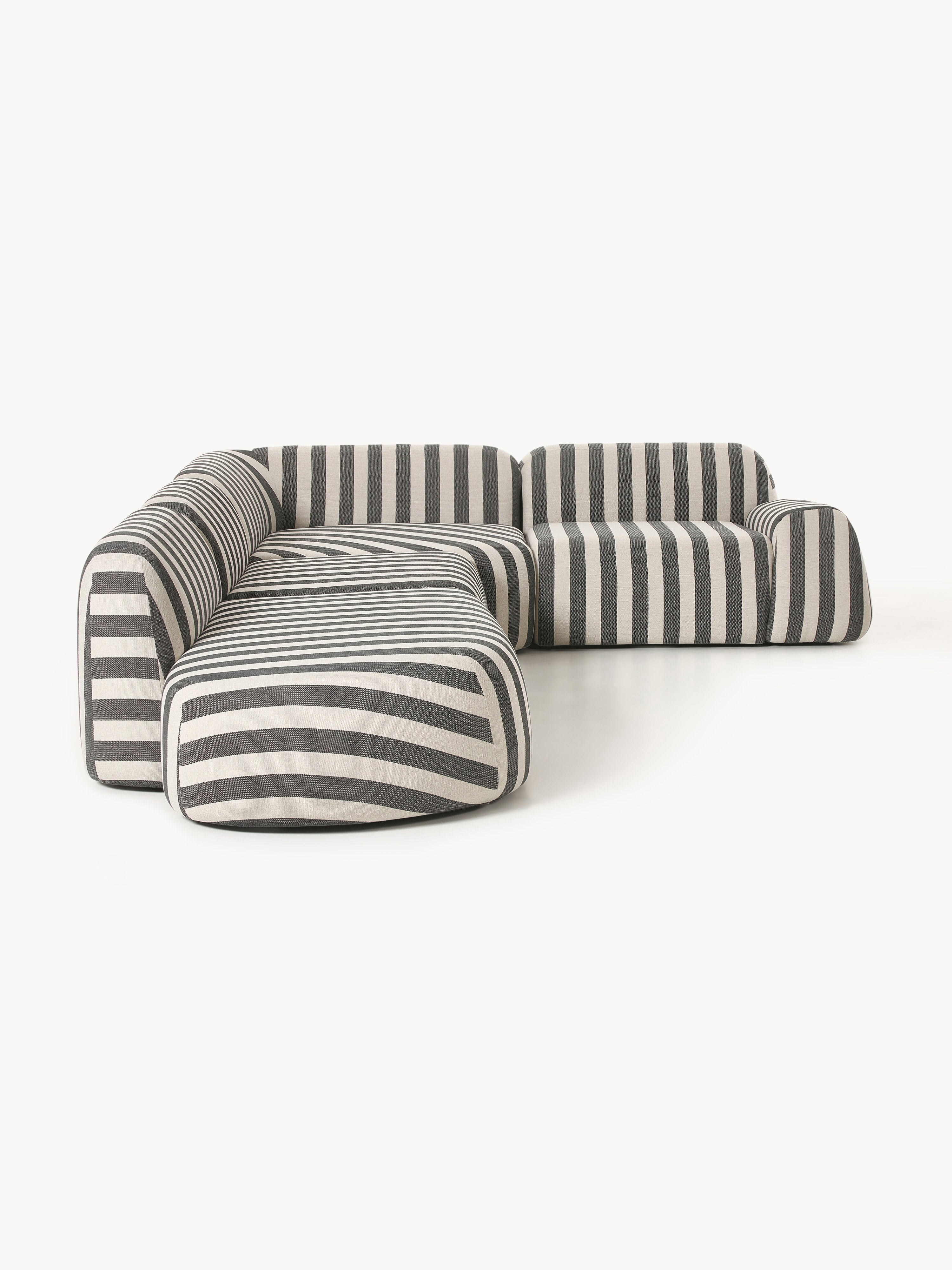Gestreiftes Modulares XL-Ecksofa Wolke (4-Sitzer) mit Chaiselongue