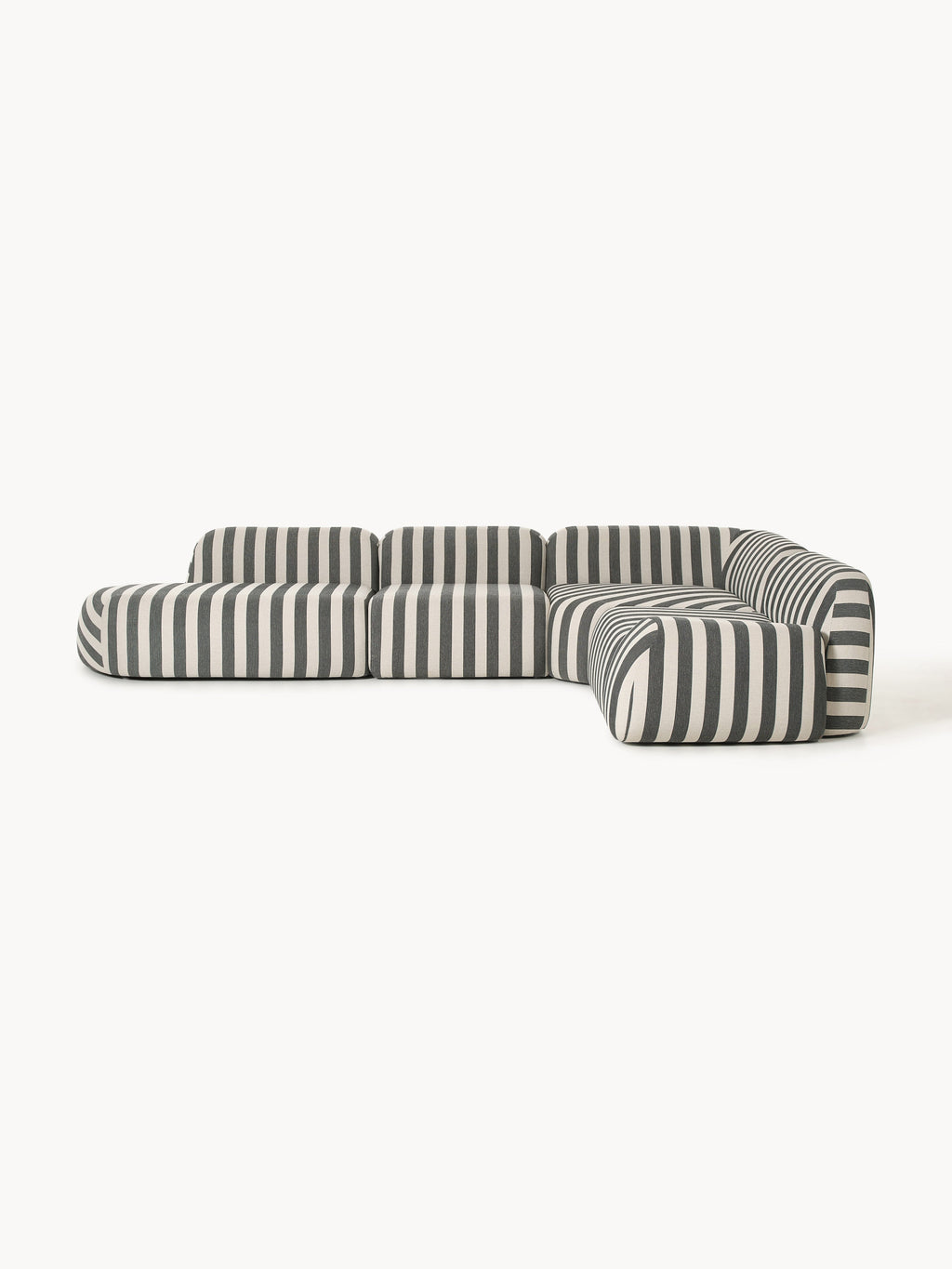 Galeriebild 1 - Gestreiftes Modulares XL-Ecksofa Wolke (4-Sitzer) mit Chaiselongue