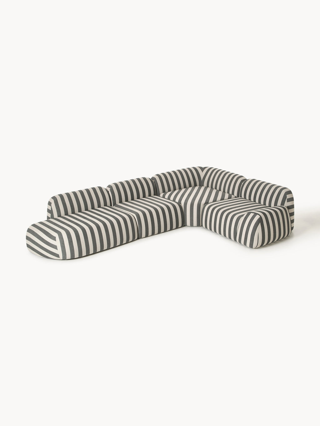 Gestreiftes Modulares XL-Ecksofa Wolke (4-Sitzer) mit Chaiselongue