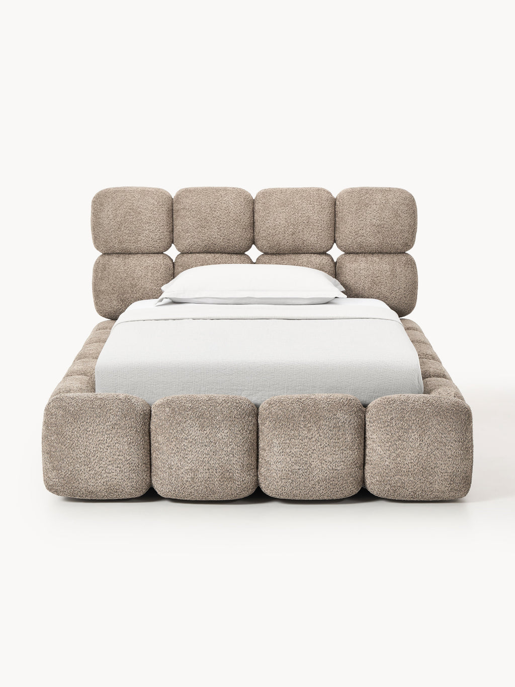Einzelbett Tayla mit Stauraum aus Teddy-Bouclé