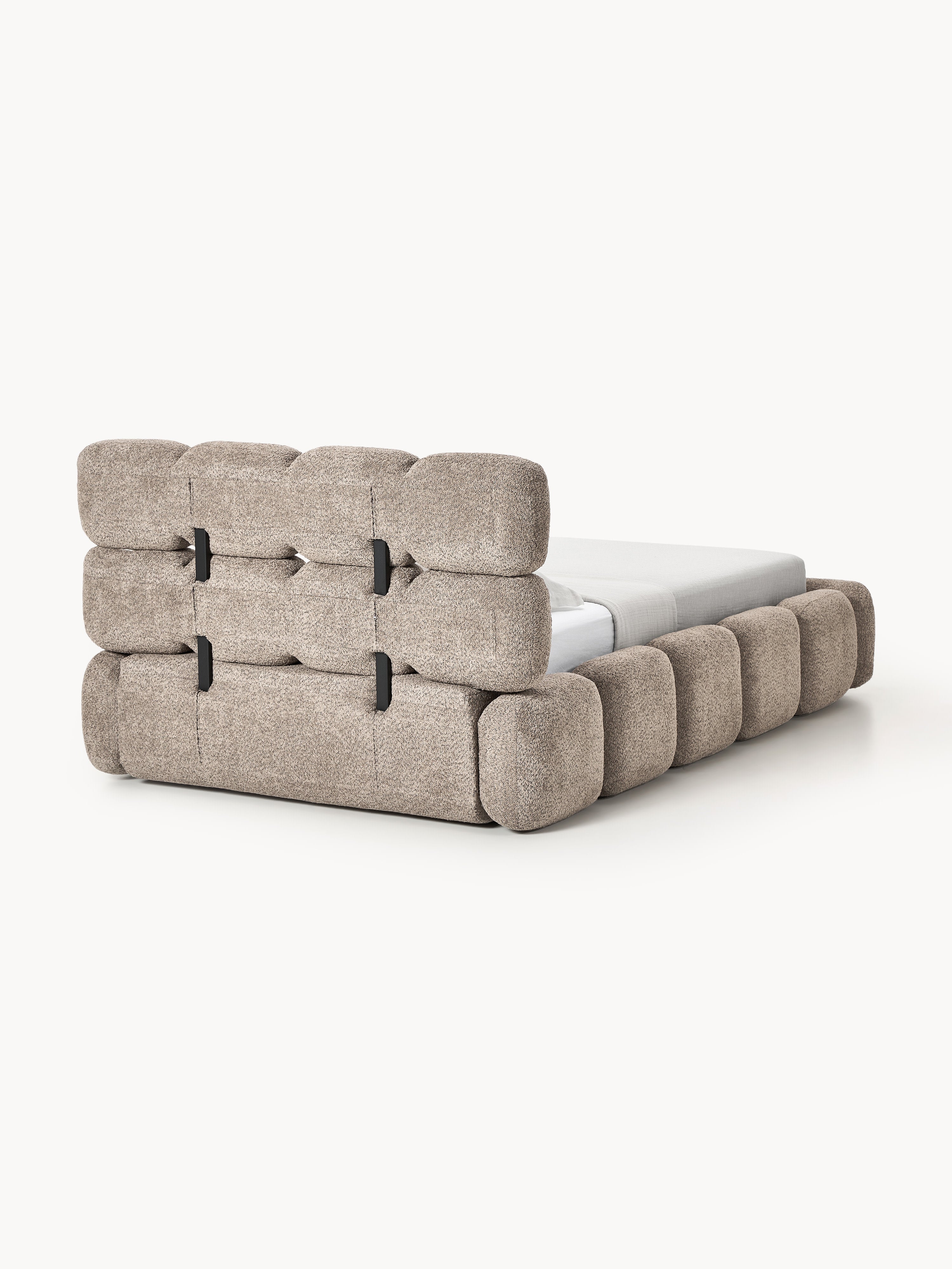 Einzelbett Tayla mit Stauraum aus Teddy-Bouclé