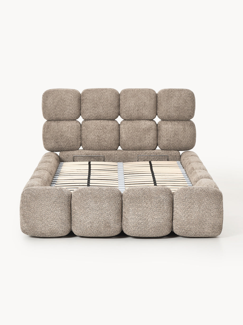 Einzelbett Tayla mit Stauraum aus Teddy-Bouclé