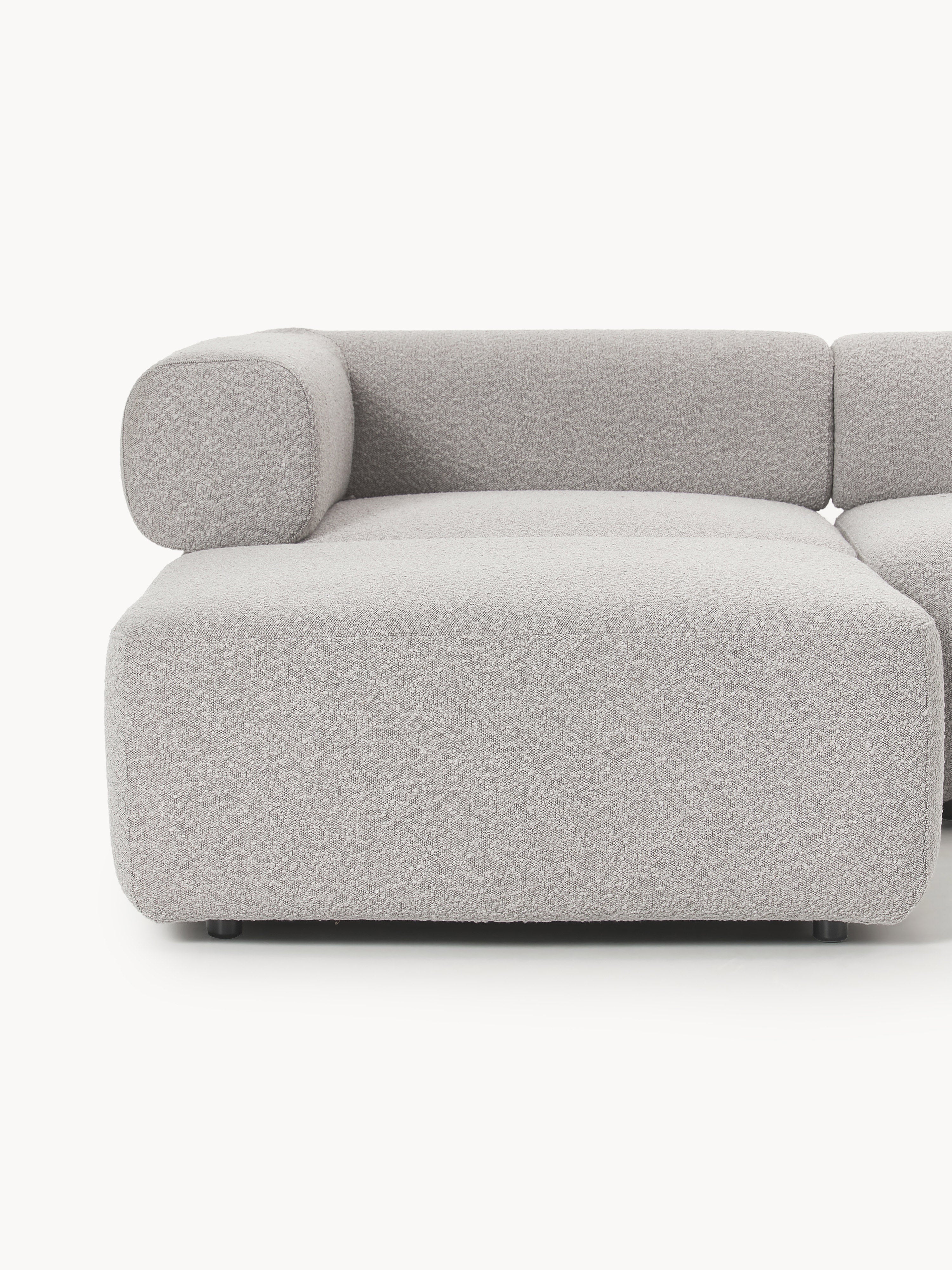 Großes modulares Bouclé-Sofa Anton mit Hocker (links/rechts)