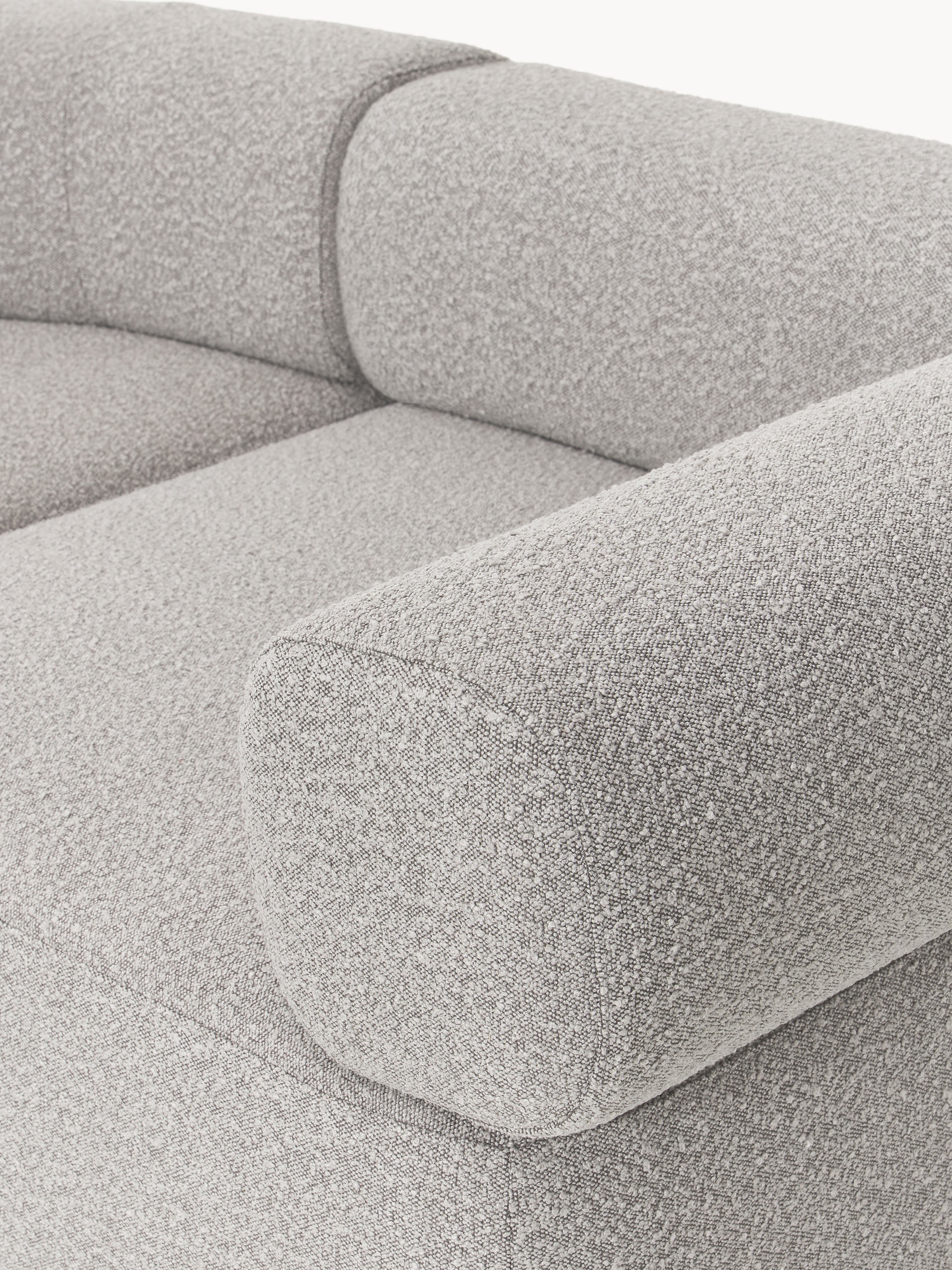 Großes modulares Bouclé-Sofa Anton mit Hocker (links/rechts)