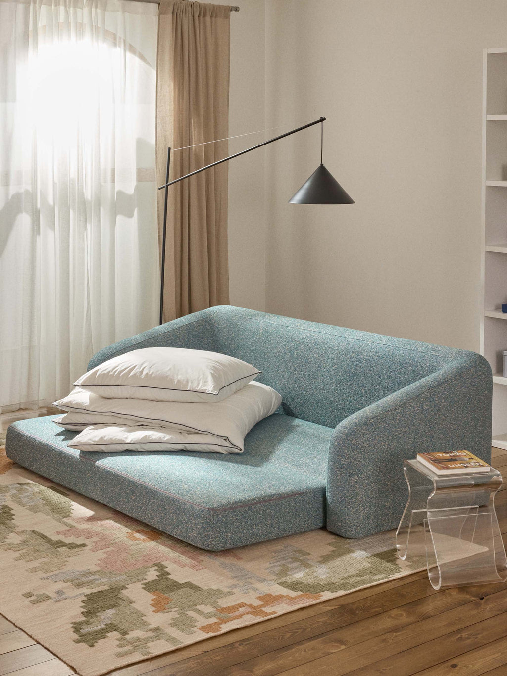 Bouclé-Schlafsofa Eliot (3-Sitzer)