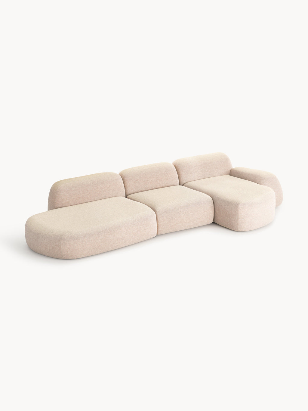 Modulares Bouclé-Ecksofa Wolke (4-Sitzer) mit Chaiselongue