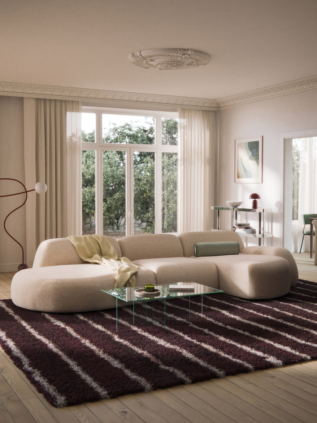 Modulares Bouclé-Ecksofa Wolke (4-Sitzer) mit Chaiselongue