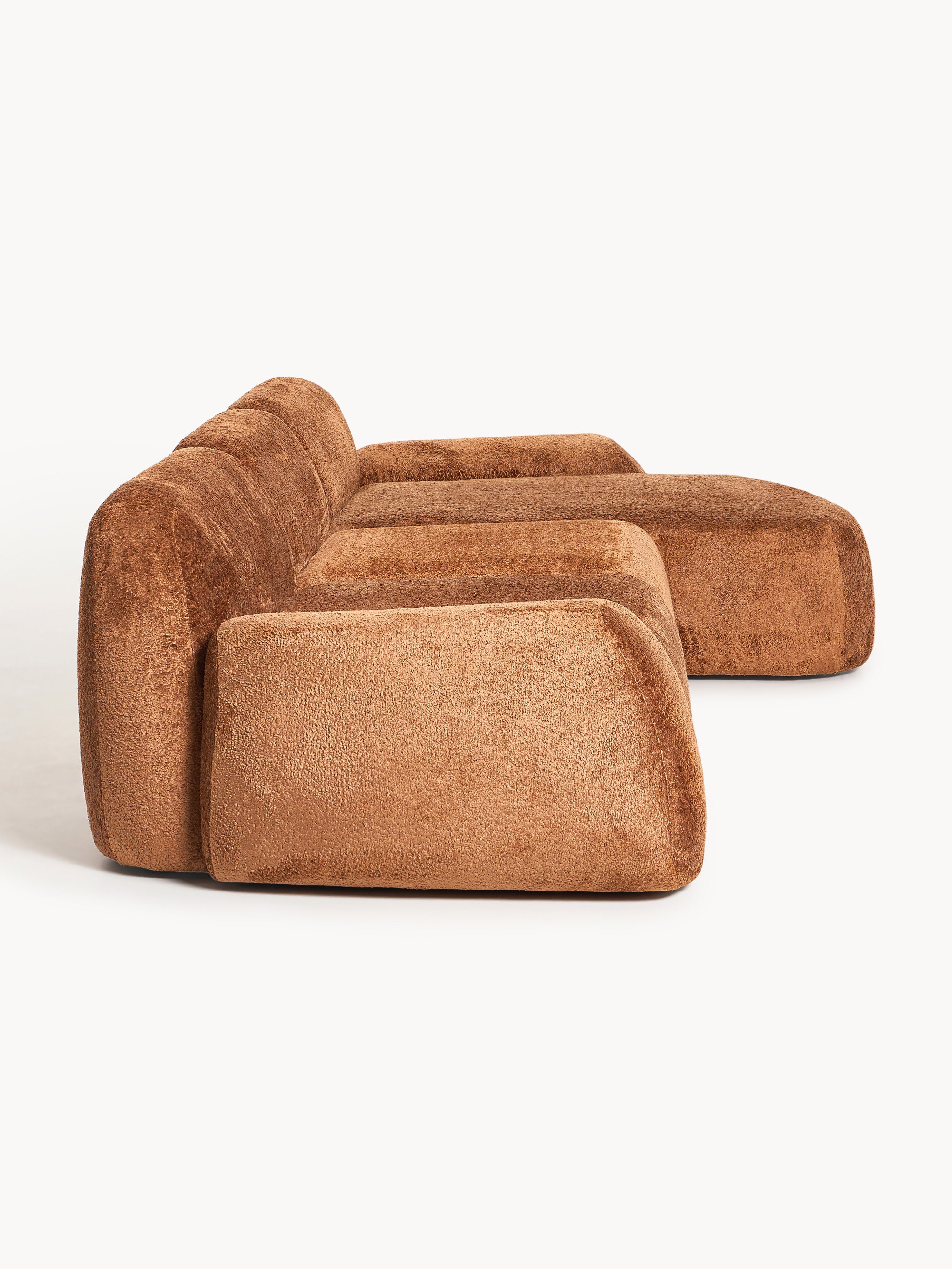 Modulares Teddy-Bouclé-Ecksofa Wolke (4-Sitzer)