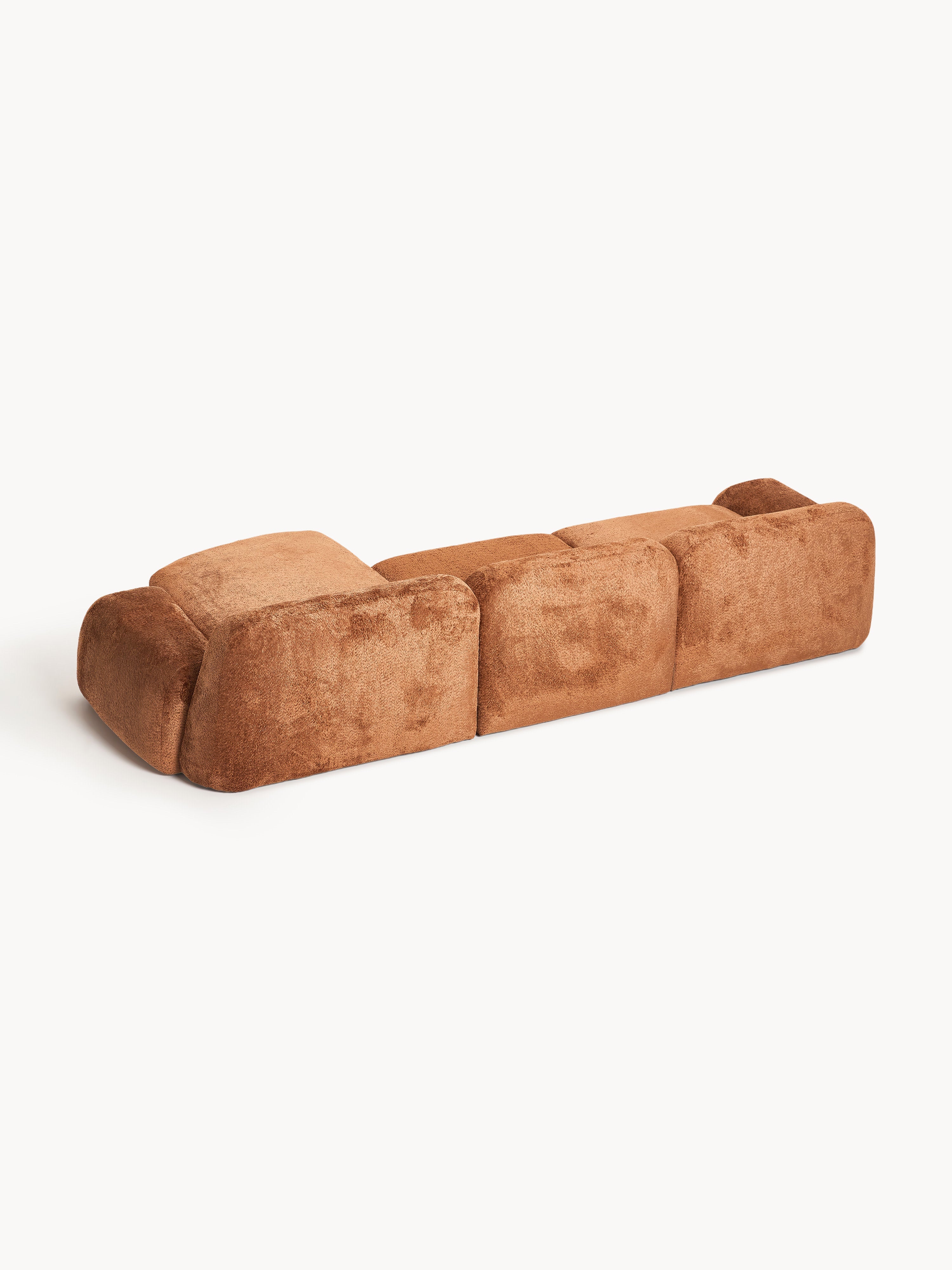 Modulares Teddy-Bouclé-Ecksofa Wolke (4-Sitzer)
