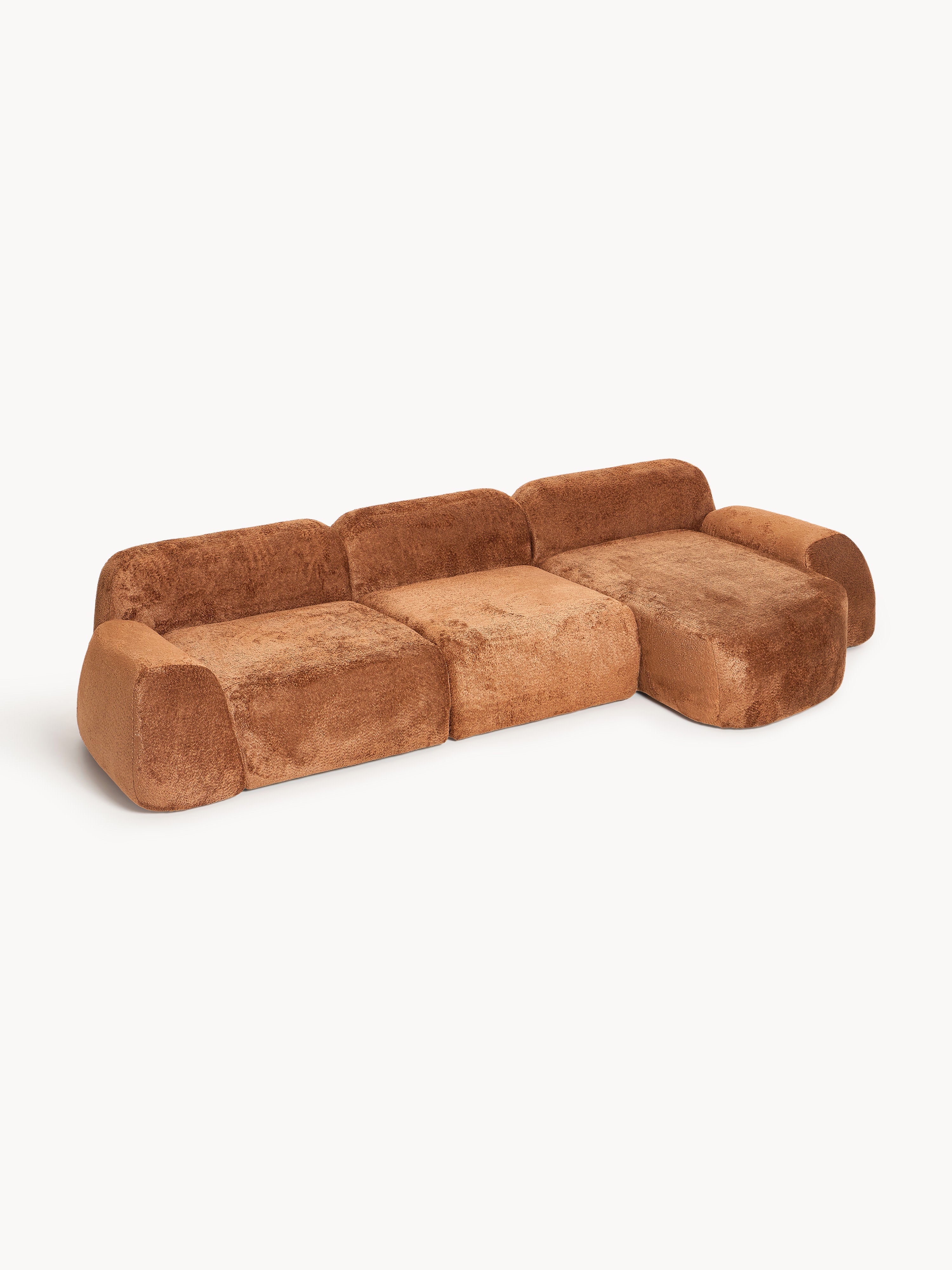 Modulares Teddy-Bouclé-Ecksofa Wolke (4-Sitzer)