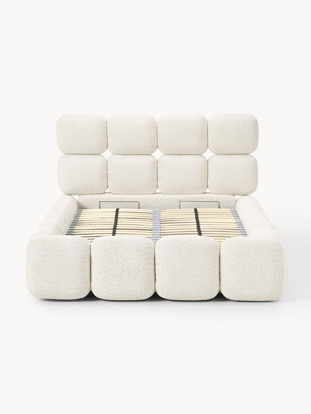 Einzelbett Tayla mit Stauraum aus Teddy-Bouclé