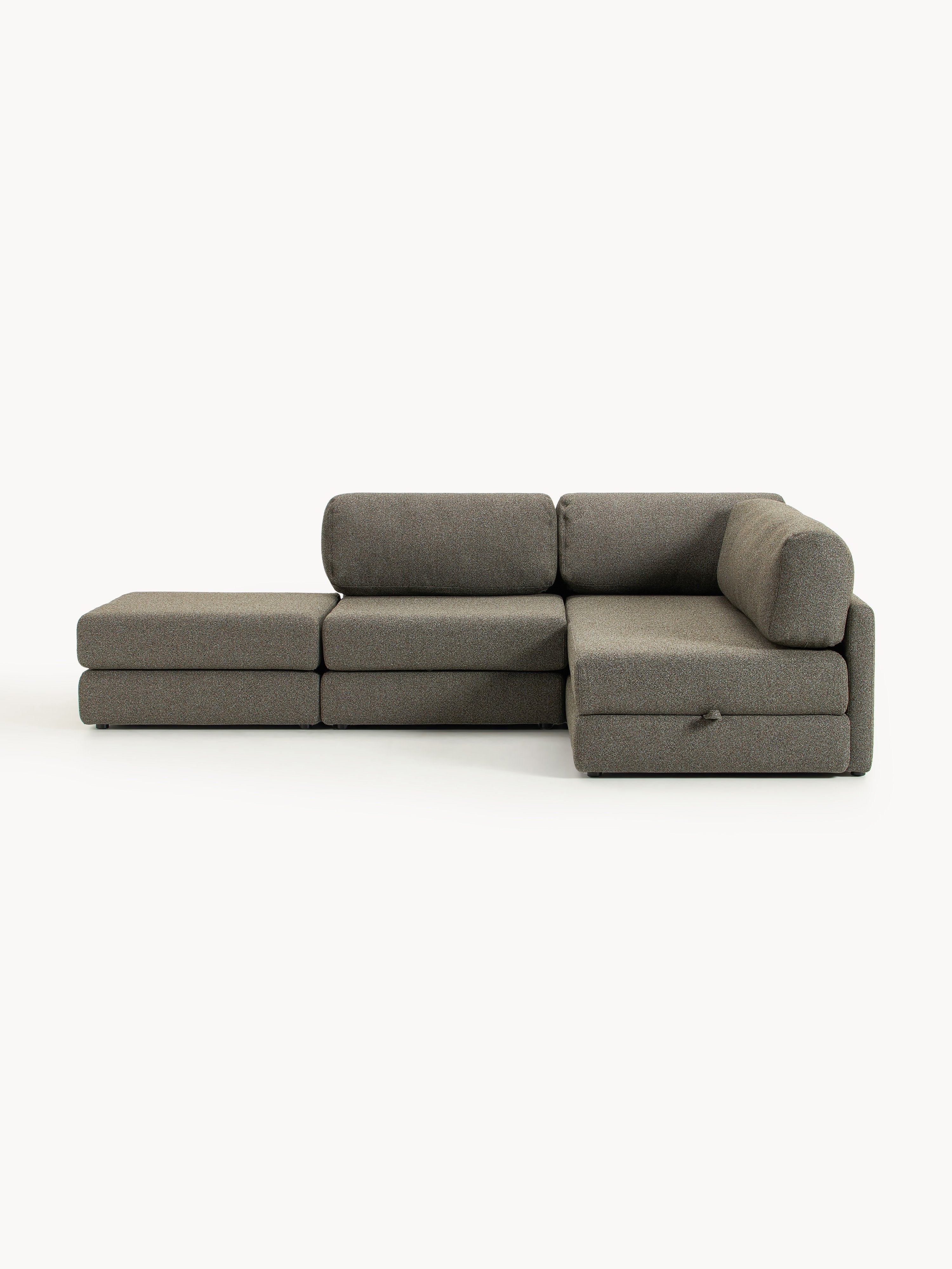 Galeriebild 1 - Bouclé-Eck-Schlafsofa Ladina mit Stauraum