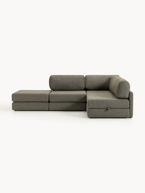Galeriebild 1 - Bouclé-Eck-Schlafsofa Ladina mit Stauraum
