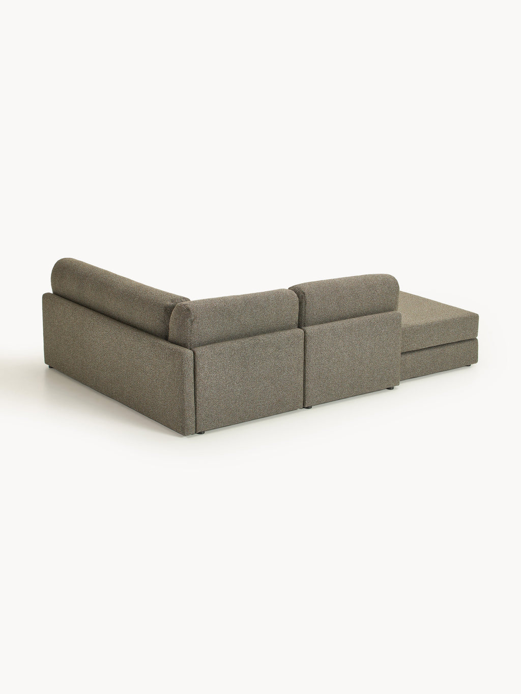Bouclé-Eck-Schlafsofa Ladina mit Stauraum