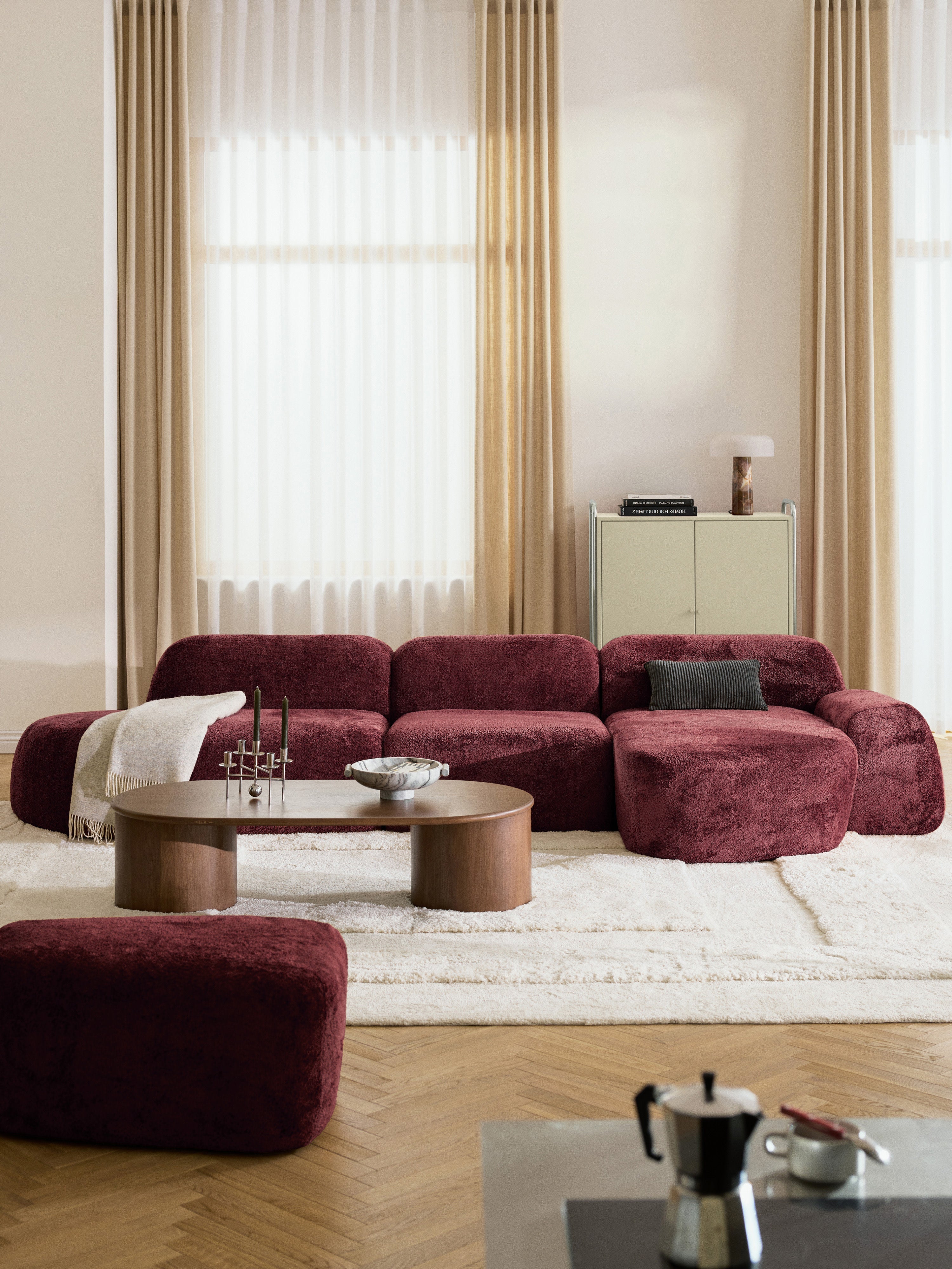 Modulares Teddy-Bouclé-Ecksofa Wolke (4-Sitzer) mit Chaiselongue