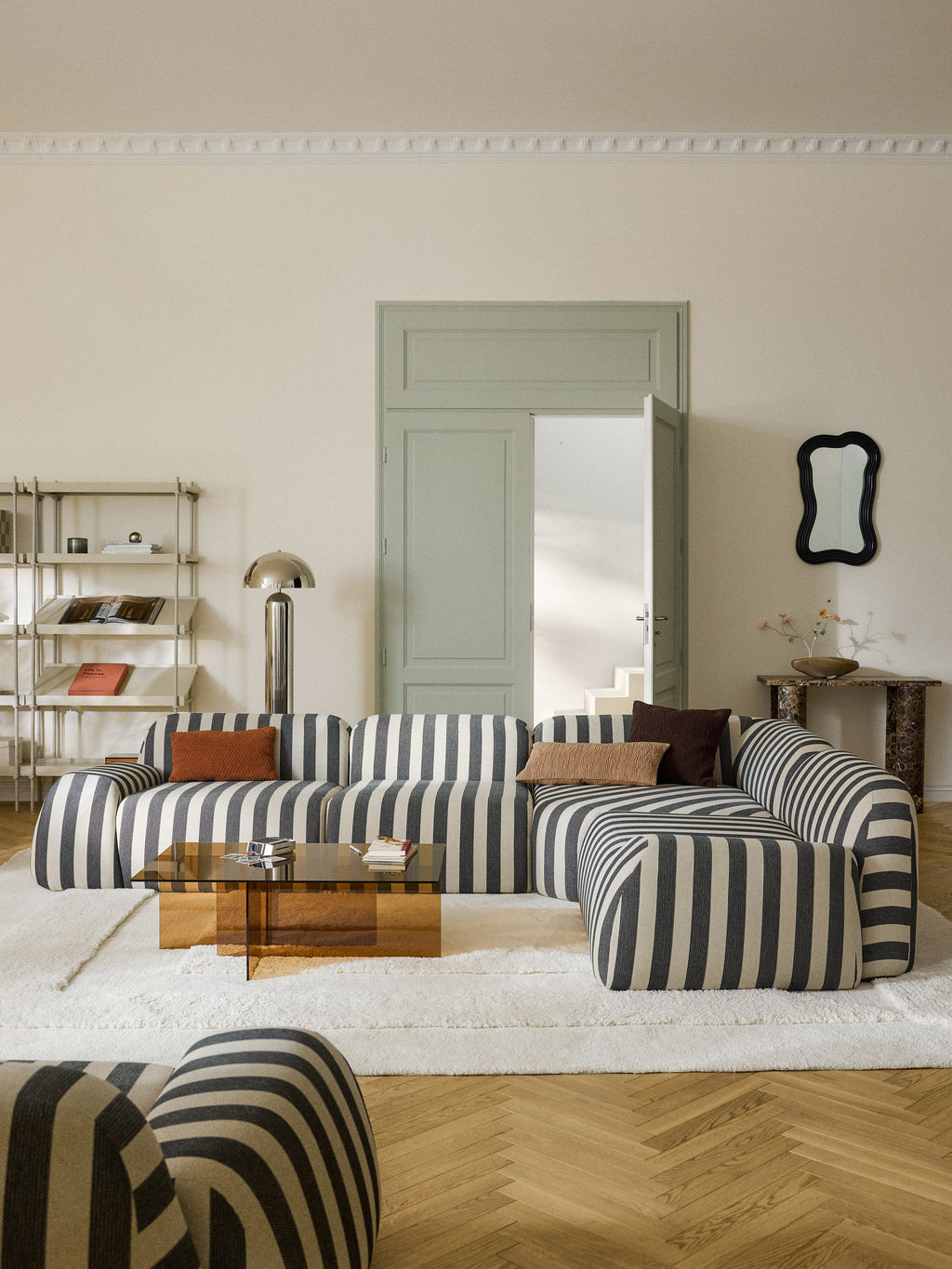 Modulares Gestreiftes Ecksofa Wolke (4-Sitzer)