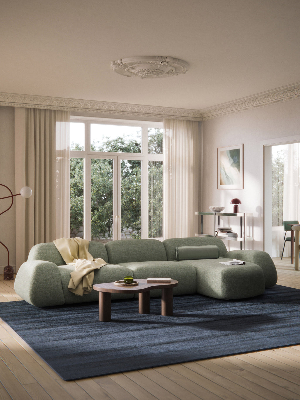 Modulares Bouclé-Ecksofa Wolke (4-Sitzer)