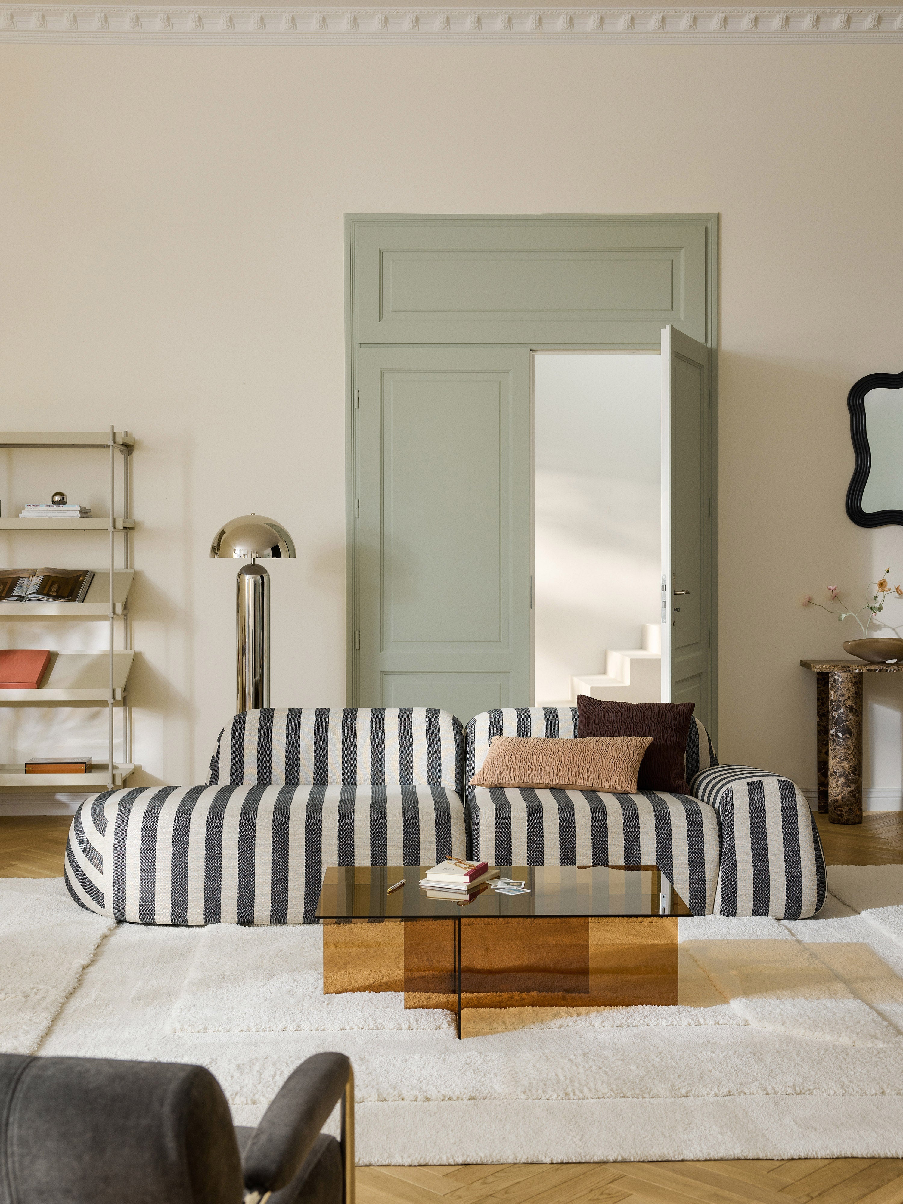 Modulare Gestreifte Chaise Wolke (3-Sitzer)
