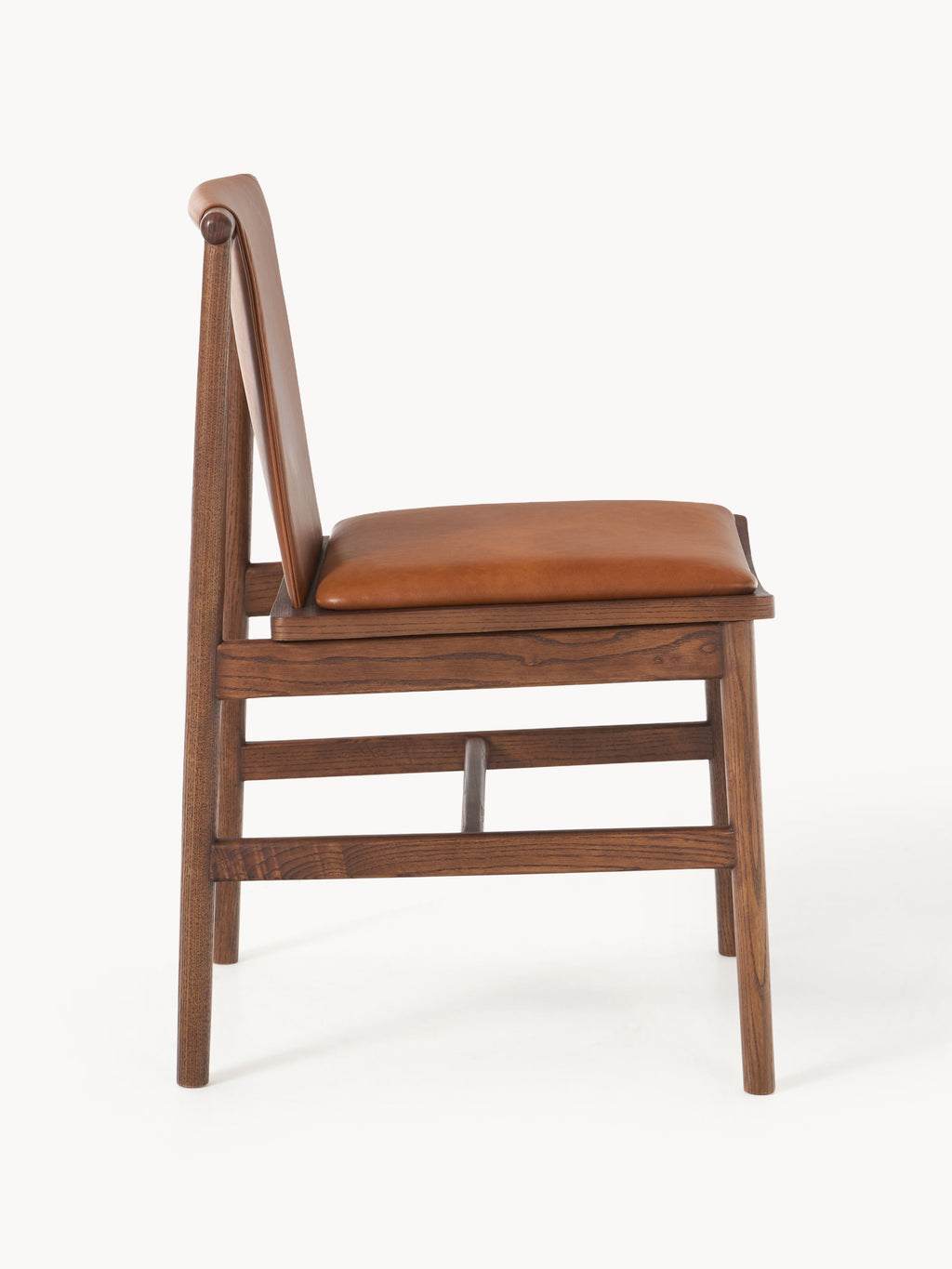 Eschenholz-Stuhl Hayo mit Ledersitz